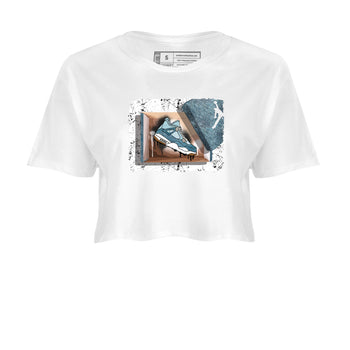 Sneaker match tees – Sneaker Tees To Match 4s Worn Blue Air Jordan 4 Denim Shoes – New Kicks Crop T-Shirt White 2