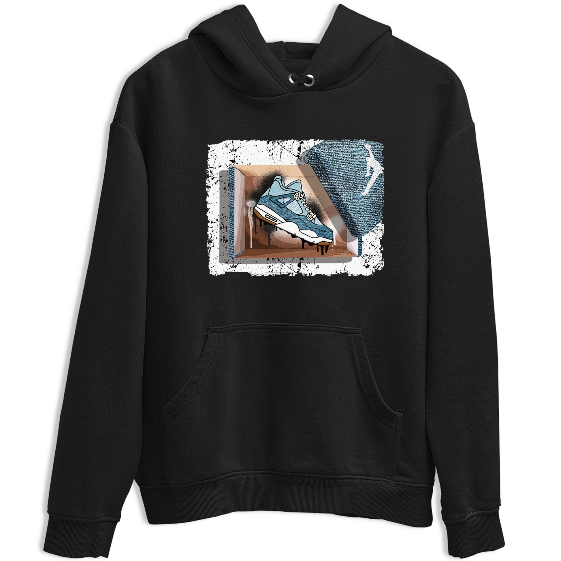 Sneaker match tees – Sneaker Tees To Match 4s Worn Blue Air Jordan 4 Denim Shoes – New Kicks Tee Black 2