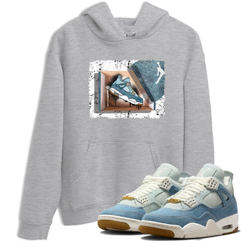 Sneaker match tees – Sneaker Tees To Match 4s Worn Blue Air Jordan 4 Denim Shoes – New Kicks Tee Heather Grey 1