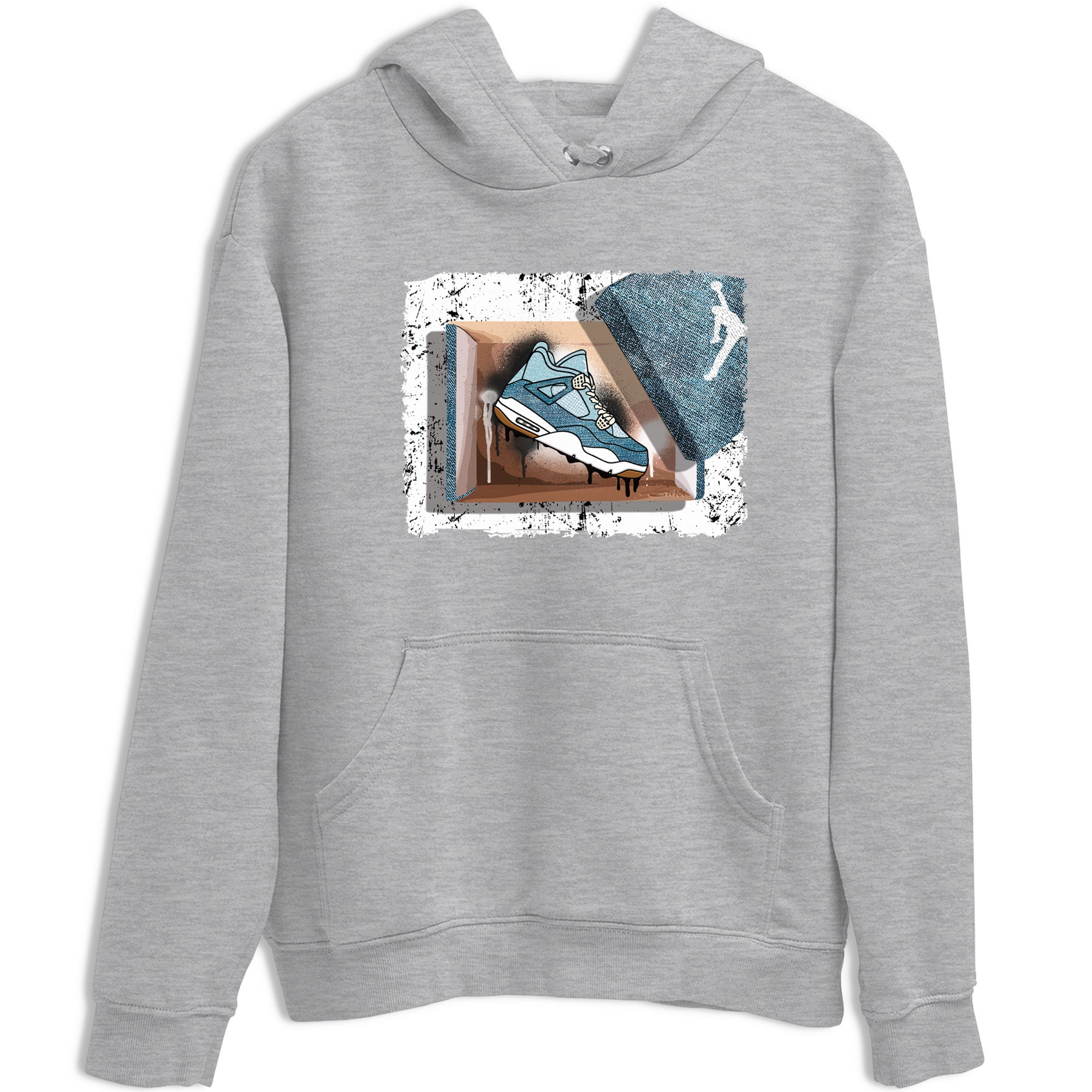 Sneaker match tees – Sneaker Tees To Match 4s Worn Blue Air Jordan 4 Denim Shoes – New Kicks Tee Heather Grey 2