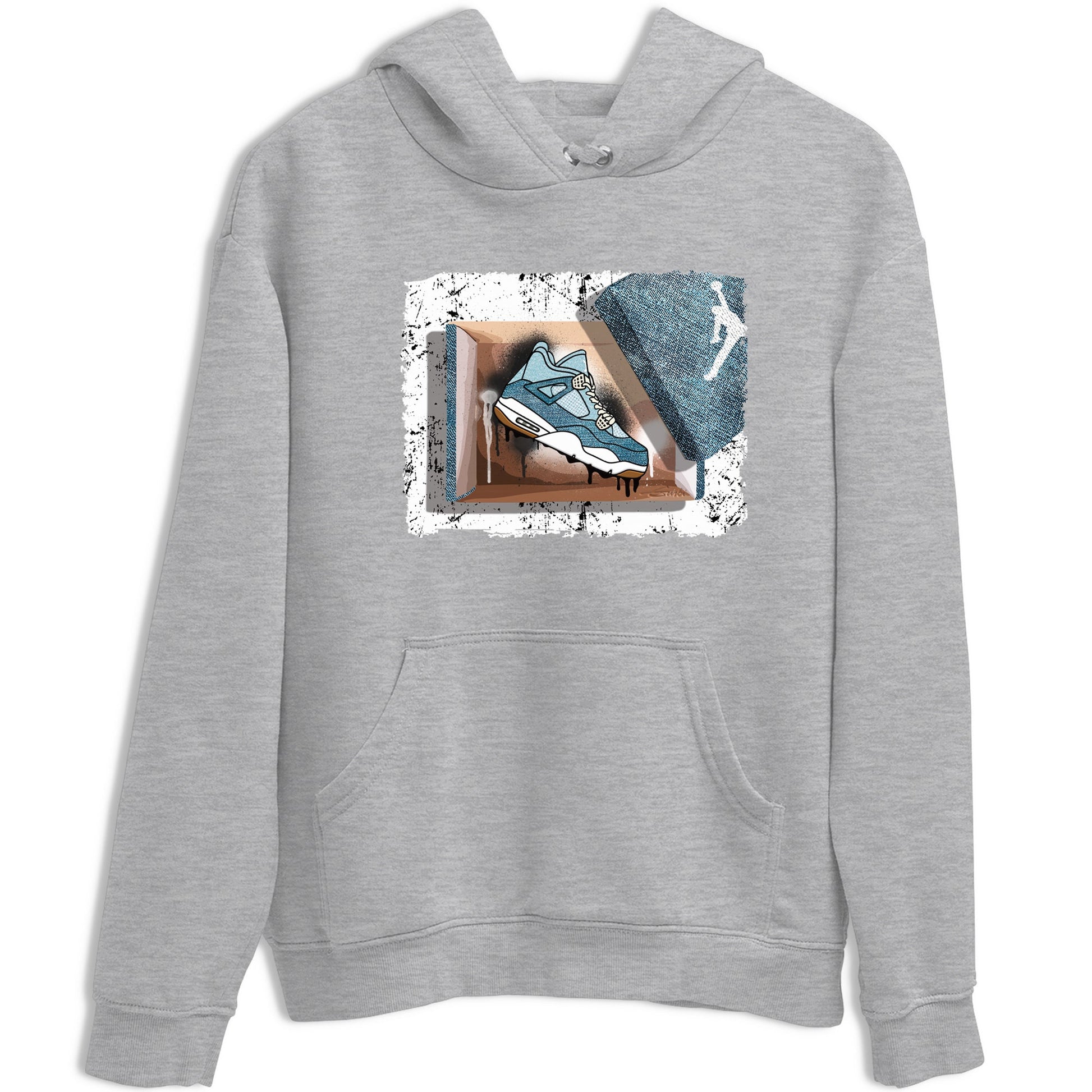 Sneaker match tees – Sneaker Tees To Match 4s Worn Blue Air Jordan 4 Denim Shoes – New Kicks Tee Heather Grey 2