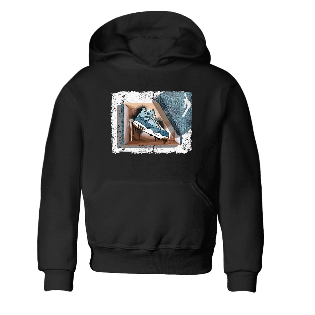 Sneaker match tees – Sneaker Tees To Match 4s Worn Blue Air Jordan 4 Denim Shoes – New Kicks Kids T-Shirt Black 2