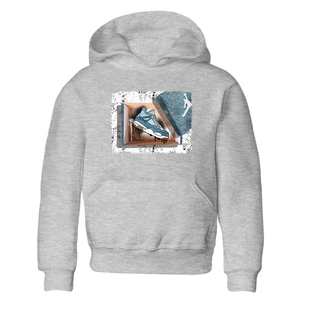 Sneaker match tees – Sneaker Tees To Match 4s Worn Blue Air Jordan 4 Denim Shoes – New Kicks Kids T-Shirt Heather Grey 2