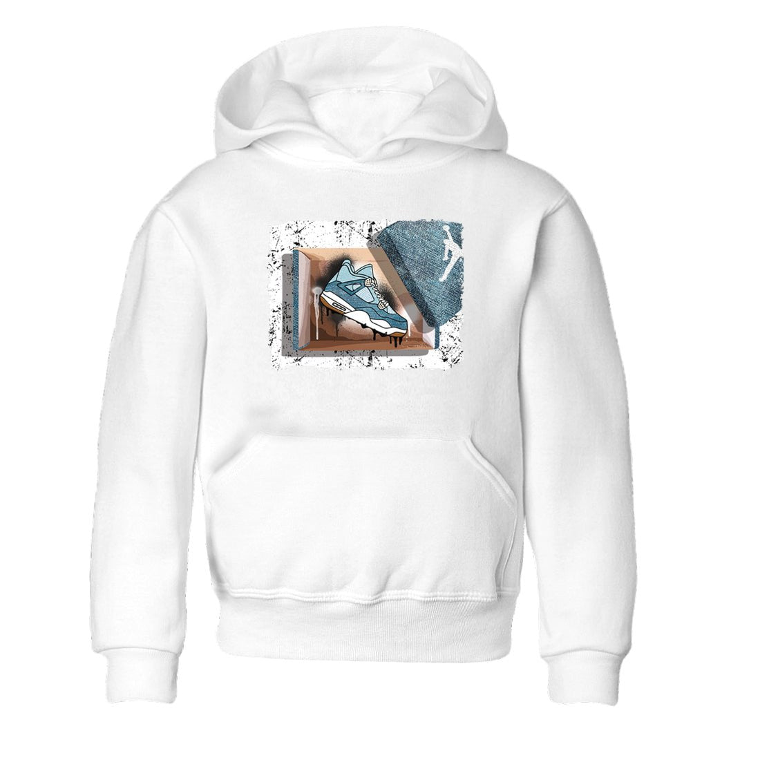 Sneaker match tees – Sneaker Tees To Match 4s Worn Blue Air Jordan 4 Denim Shoes – New Kicks Kids T-Shirt White 2