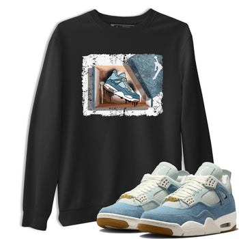 Sneaker match tees – Sneaker Tees To Match 4s Worn Blue Air Jordan 4 Denim Shoes – New Kicks Tee Black 1