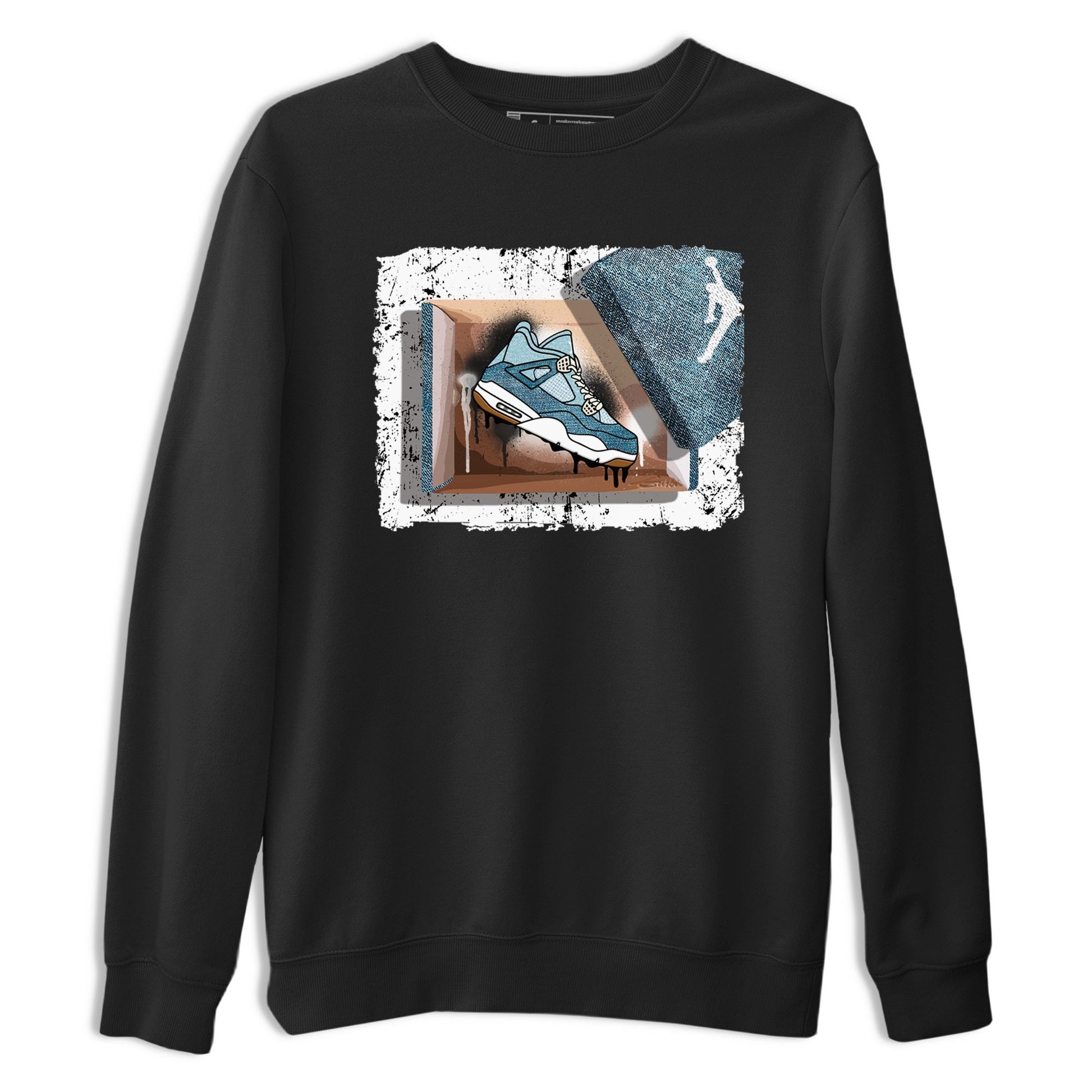 Sneaker match tees – Sneaker Tees To Match 4s Worn Blue Air Jordan 4 Denim Shoes – New Kicks Tee Black 2