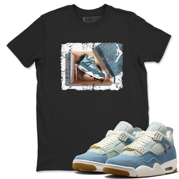 Sneaker match tees – Sneaker Tees To Match 4s Worn Blue Air Jordan 4 Denim Shoes – New Kicks Tee Black 1