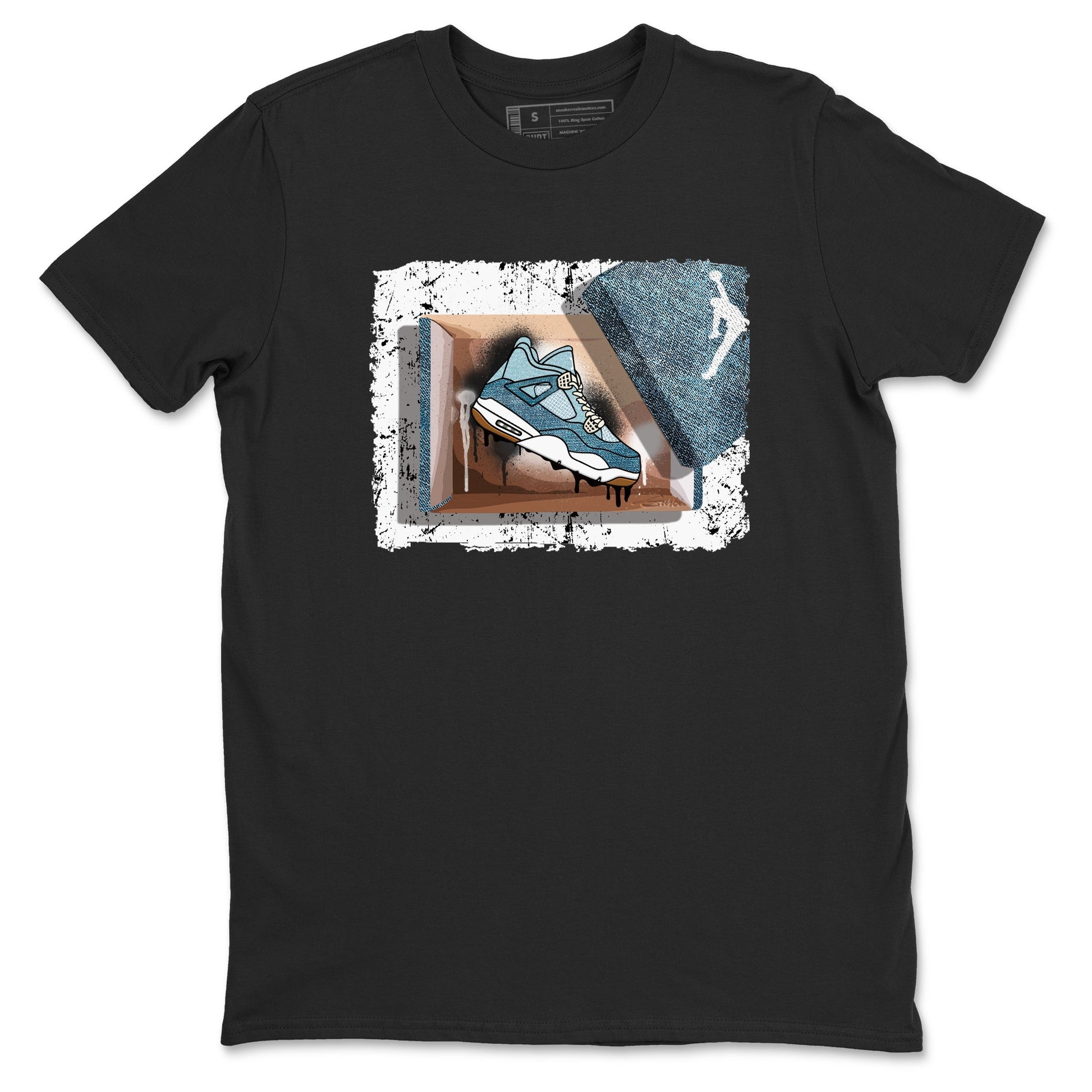 Sneaker match tees – Sneaker Tees To Match 4s Worn Blue Air Jordan 4 Denim Shoes – New Kicks Tee Black 2