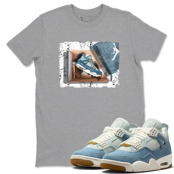 Sneaker match tees – Sneaker Tees To Match 4s Worn Blue Air Jordan 4 Denim Shoes – New Kicks Tee Heather Grey 1