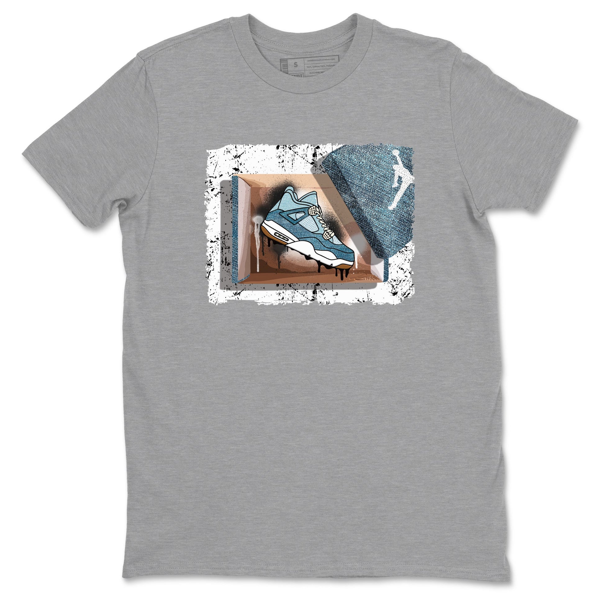 Sneaker match tees – Sneaker Tees To Match 4s Worn Blue Air Jordan 4 Denim Shoes – New Kicks Tee Heather Grey 2