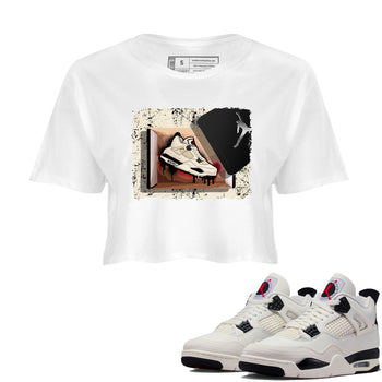 Sneaker match tees – Sneaker Tees To Match Air Jordan 4 Flight Club Shoes – New Kicks Crop T-Shirt White 1