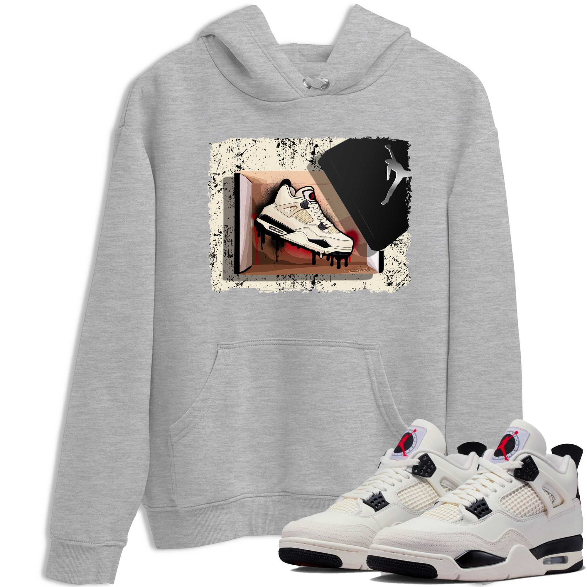 Sneaker match tees – Sneaker Tees To Match Air Jordan 4 Flight Club Shoes – New Kicks Tee Heather Grey 1