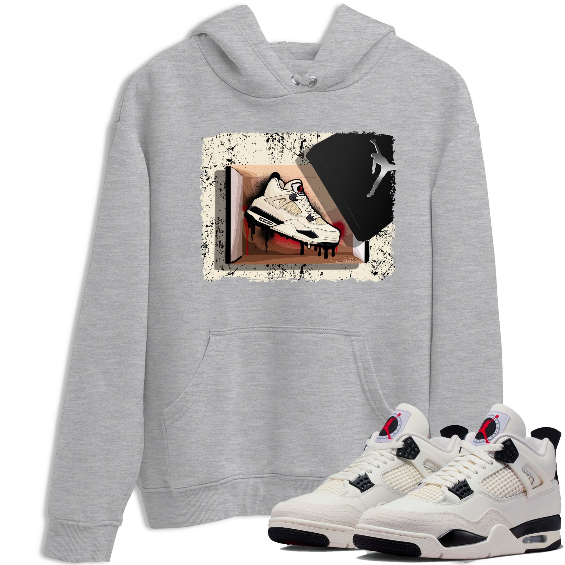 Sneaker match tees – Sneaker Tees To Match Air Jordan 4 Flight Club Shoes – New Kicks Tee Heather Grey 1