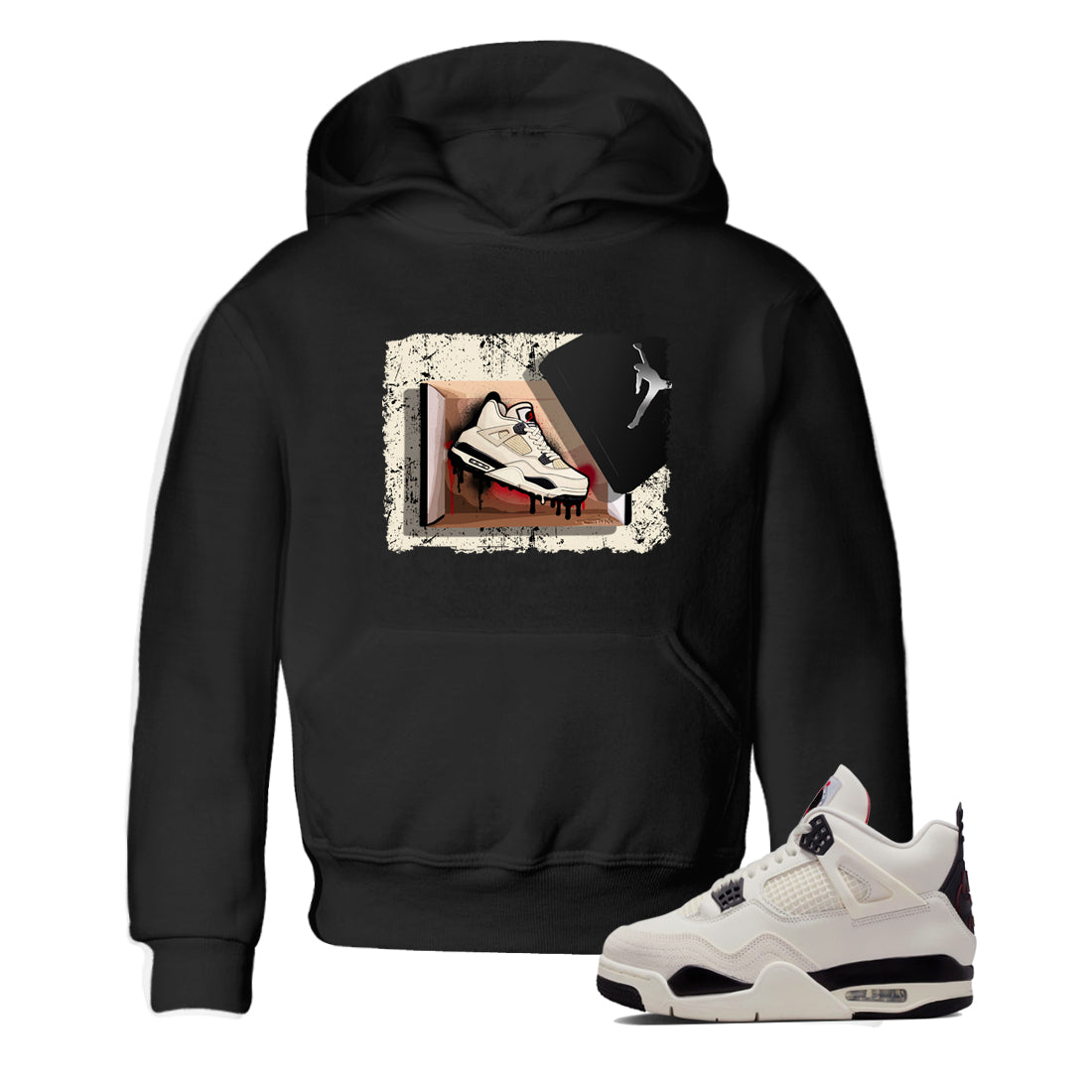 Sneaker match tees – Sneaker Tees To Match Air Jordan 4 Flight Club Shoes – New Kicks Kids T-Shirt Black 1