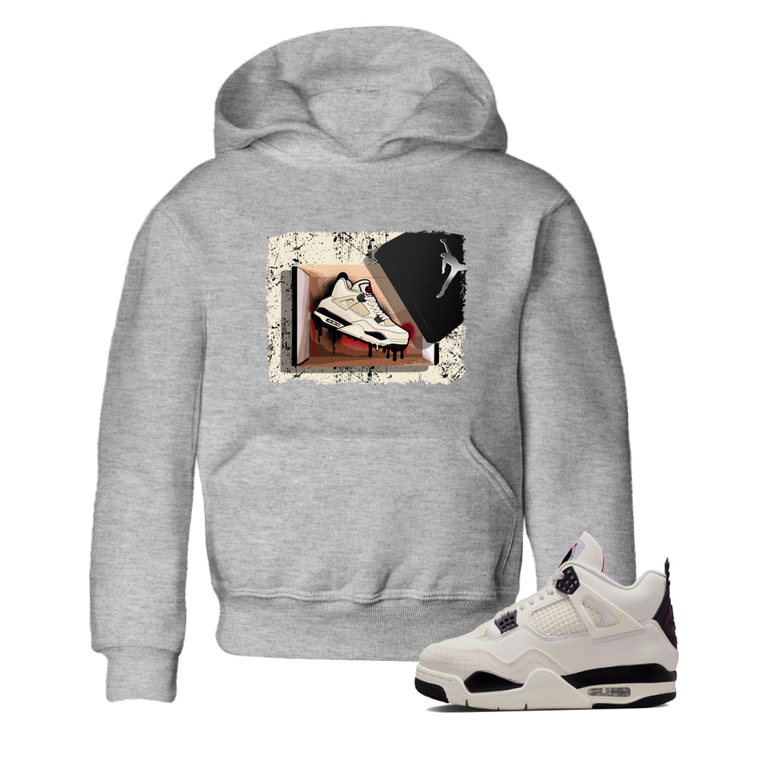 Sneaker match tees – Sneaker Tees To Match Air Jordan 4 Flight Club Shoes – New Kicks Kids T-Shirt Heather Grey 1