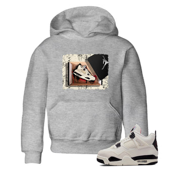Sneaker match tees – Sneaker Tees To Match Air Jordan 4 Flight Club Shoes – New Kicks Kids T-Shirt Heather Grey 1