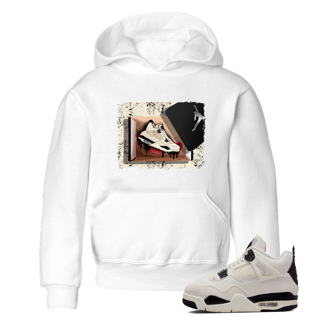 Sneaker match tees – Sneaker Tees To Match Air Jordan 4 Flight Club Shoes – New Kicks Kids T-Shirt White 1