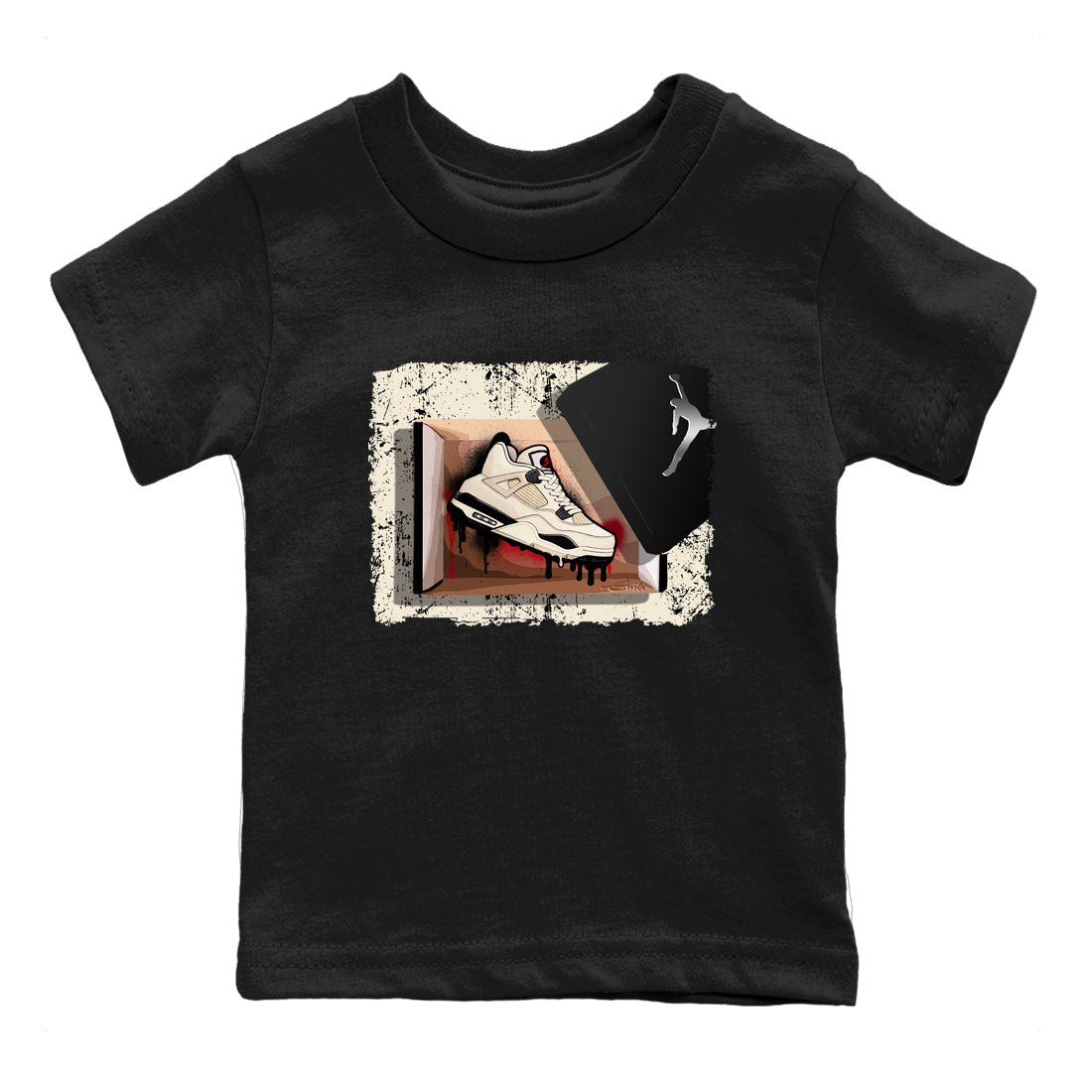 Sneaker match tees – Sneaker Tees To Match Air Jordan 4 Flight Club Shoes – New Kicks Kids T-Shirt Black 2
