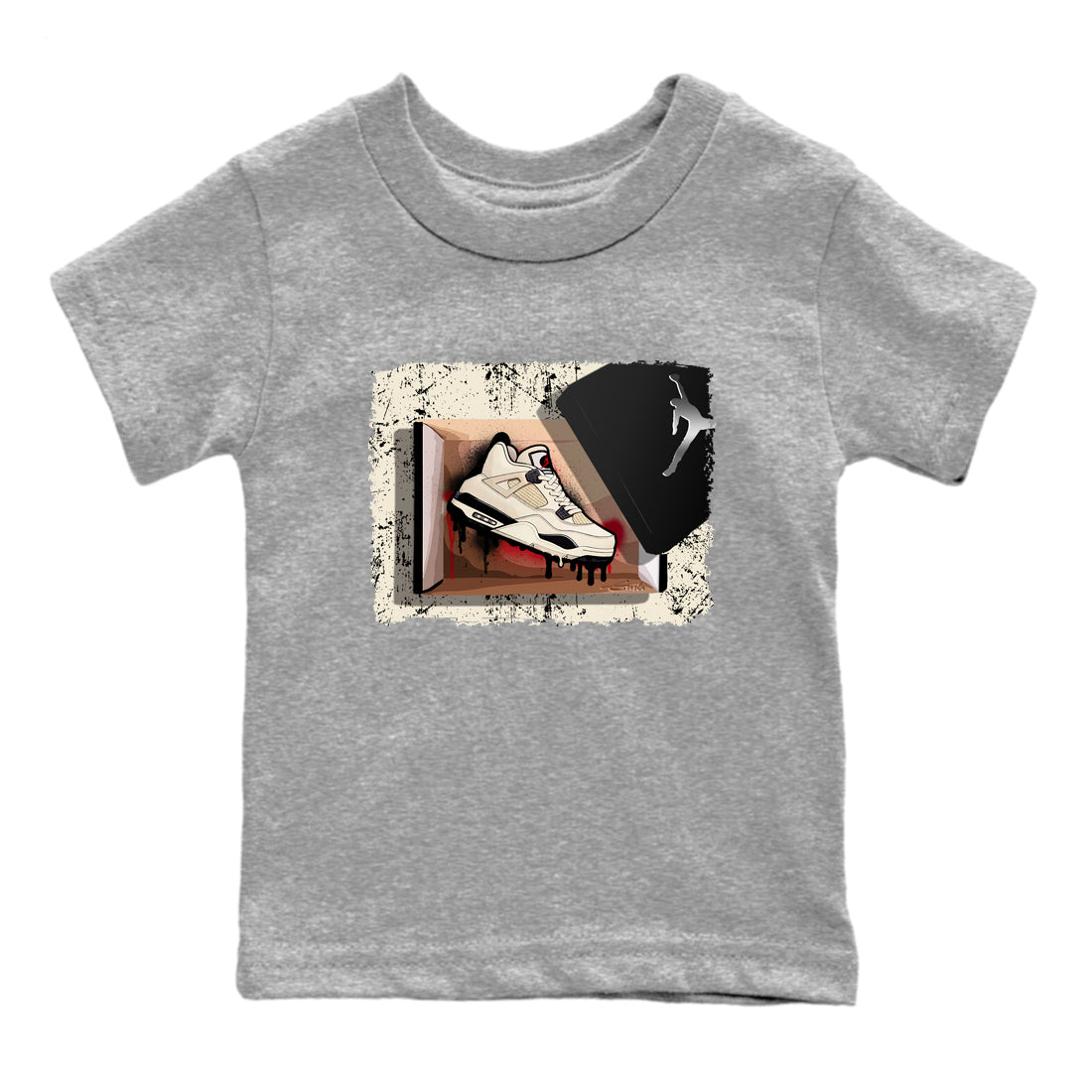Sneaker match tees – Sneaker Tees To Match Air Jordan 4 Flight Club Shoes – New Kicks Kids T-Shirt Heather Grey 2