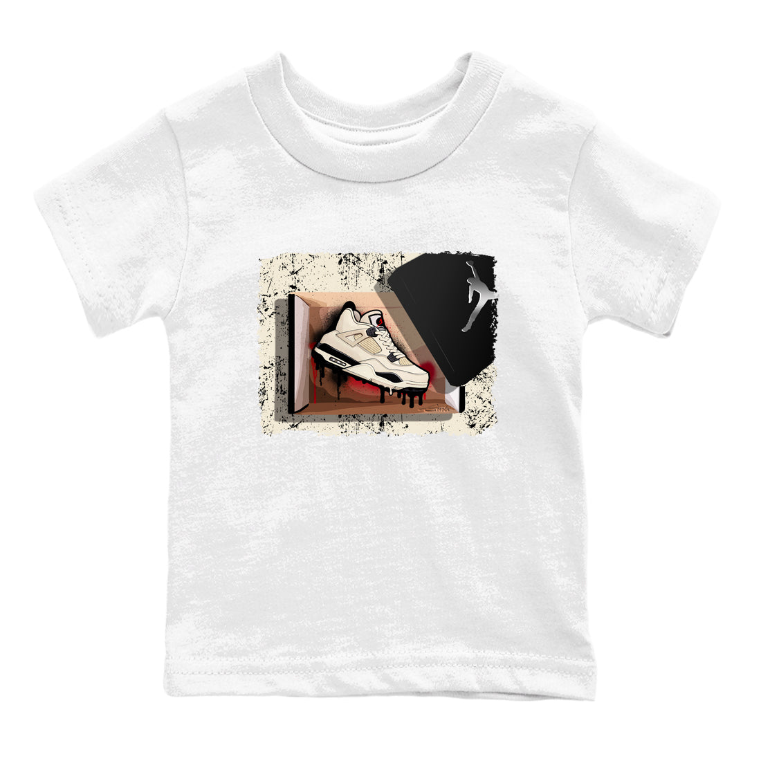 Sneaker match tees – Sneaker Tees To Match Air Jordan 4 Flight Club Shoes – New Kicks Kids T-Shirt White 2