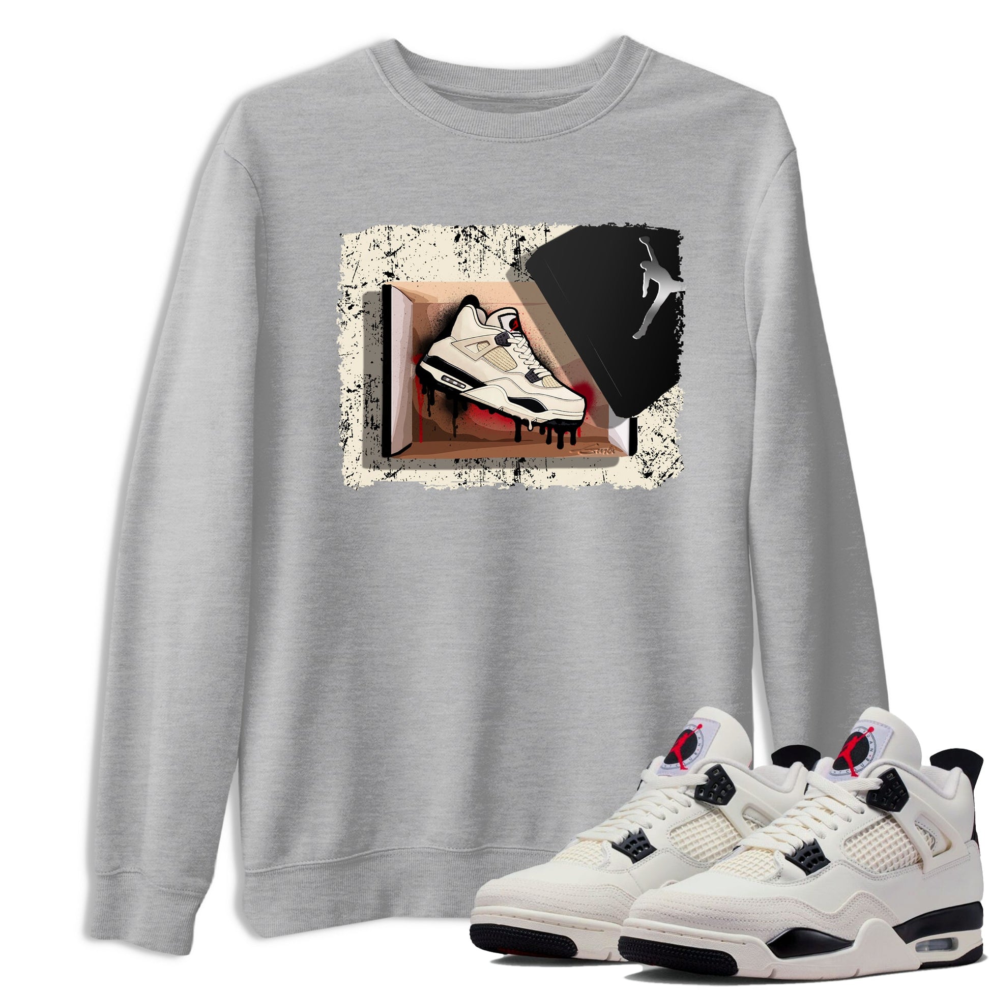 Sneaker match tees – Sneaker Tees To Match Air Jordan 4 Flight Club Shoes – New Kicks Tee Heather Grey 1
