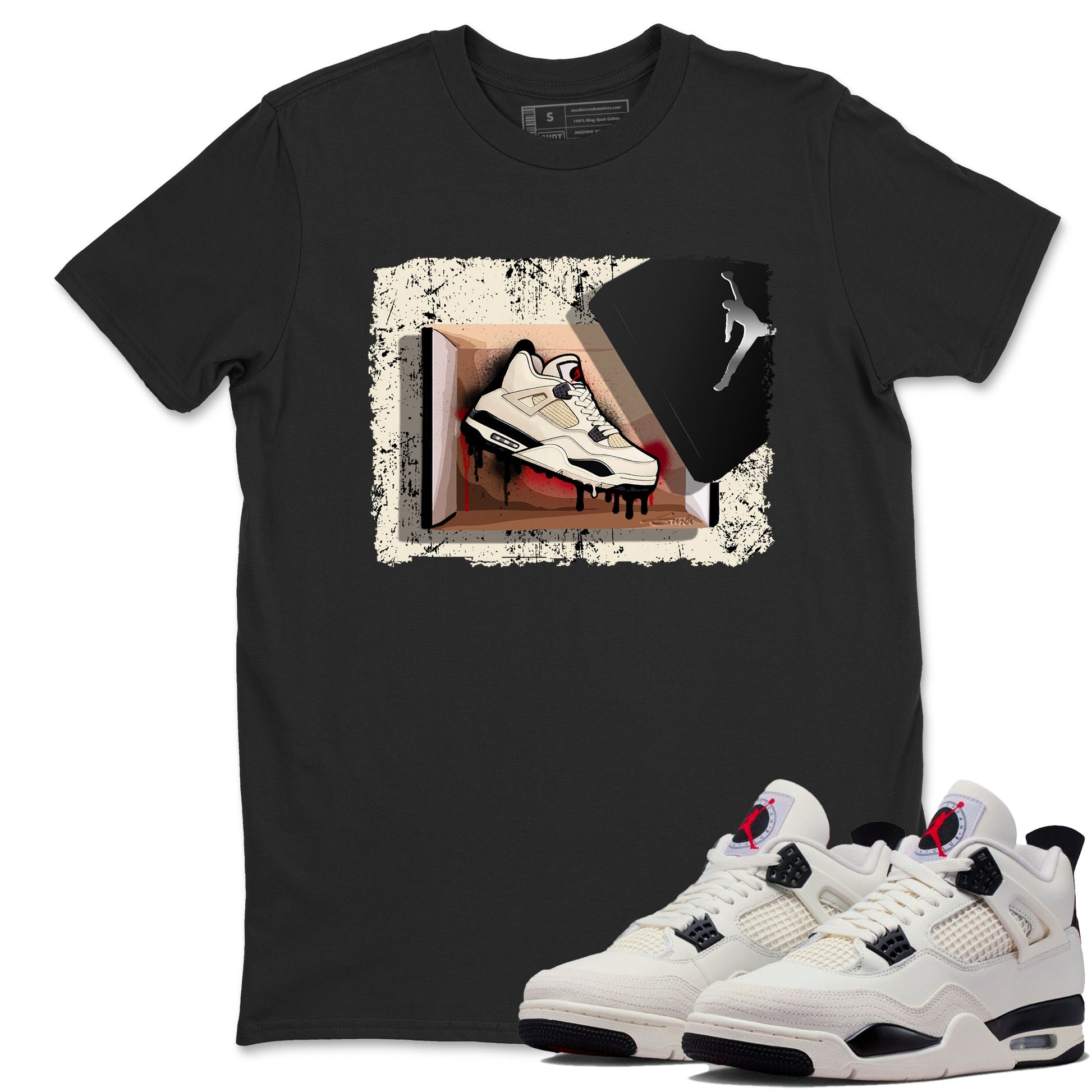 Sneaker match tees – Sneaker Tees To Match Air Jordan 4 Flight Club Shoes – New Kicks Tee Black 1