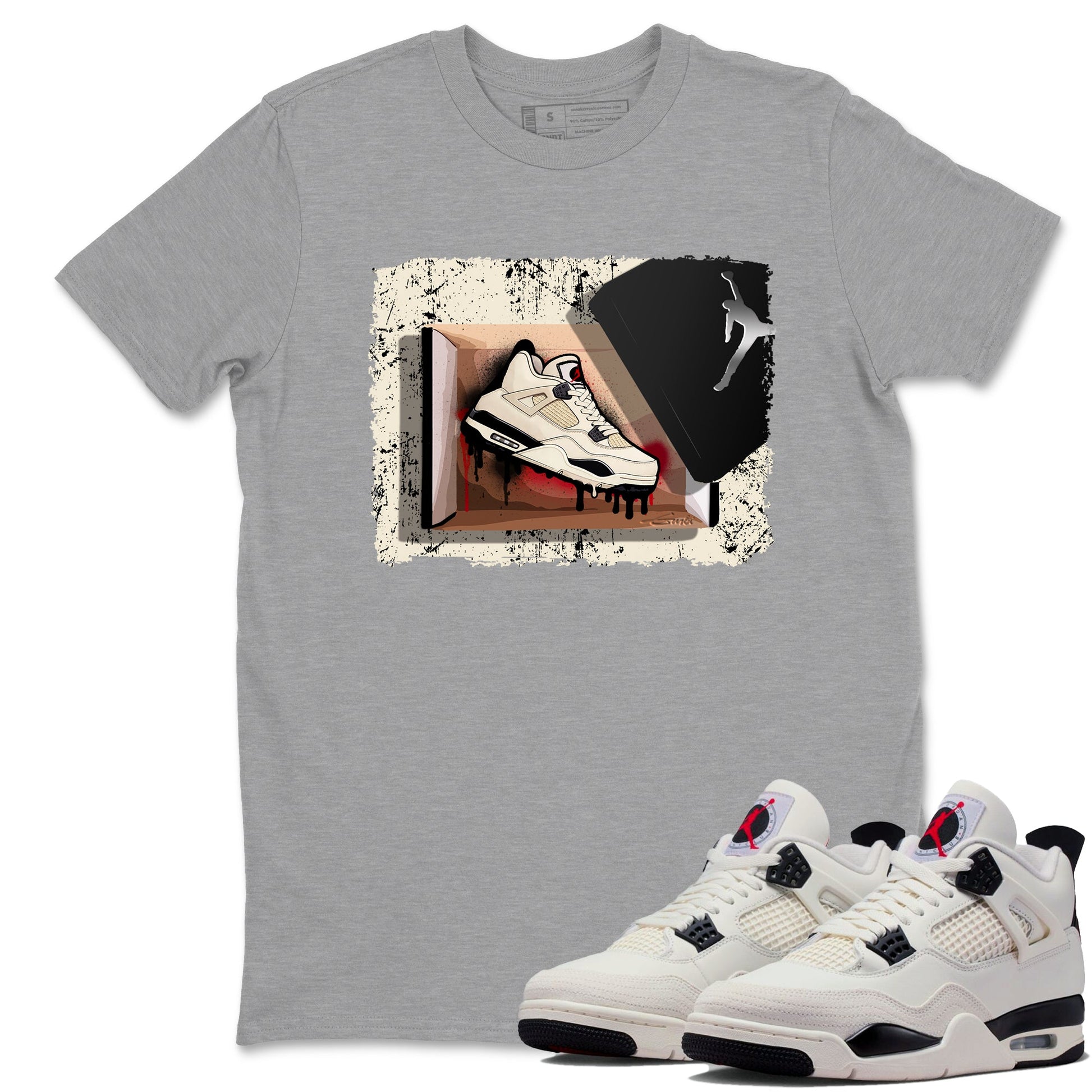 Sneaker match tees – Sneaker Tees To Match Air Jordan 4 Flight Club Shoes – New Kicks Tee Heather Grey 1