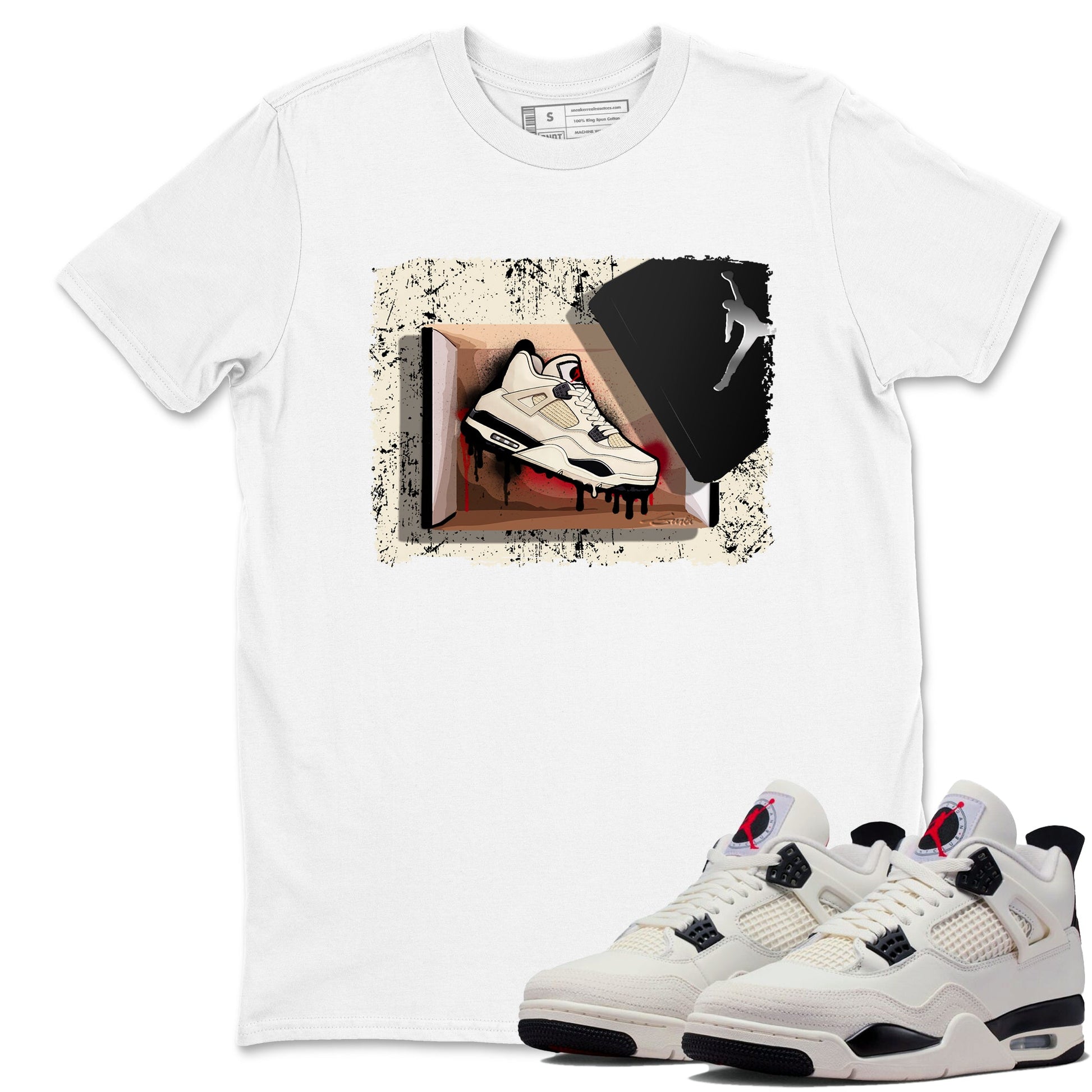 Sneaker match tees – Sneaker Tees To Match Air Jordan 4 Flight Club Shoes – New Kicks Tee White 1