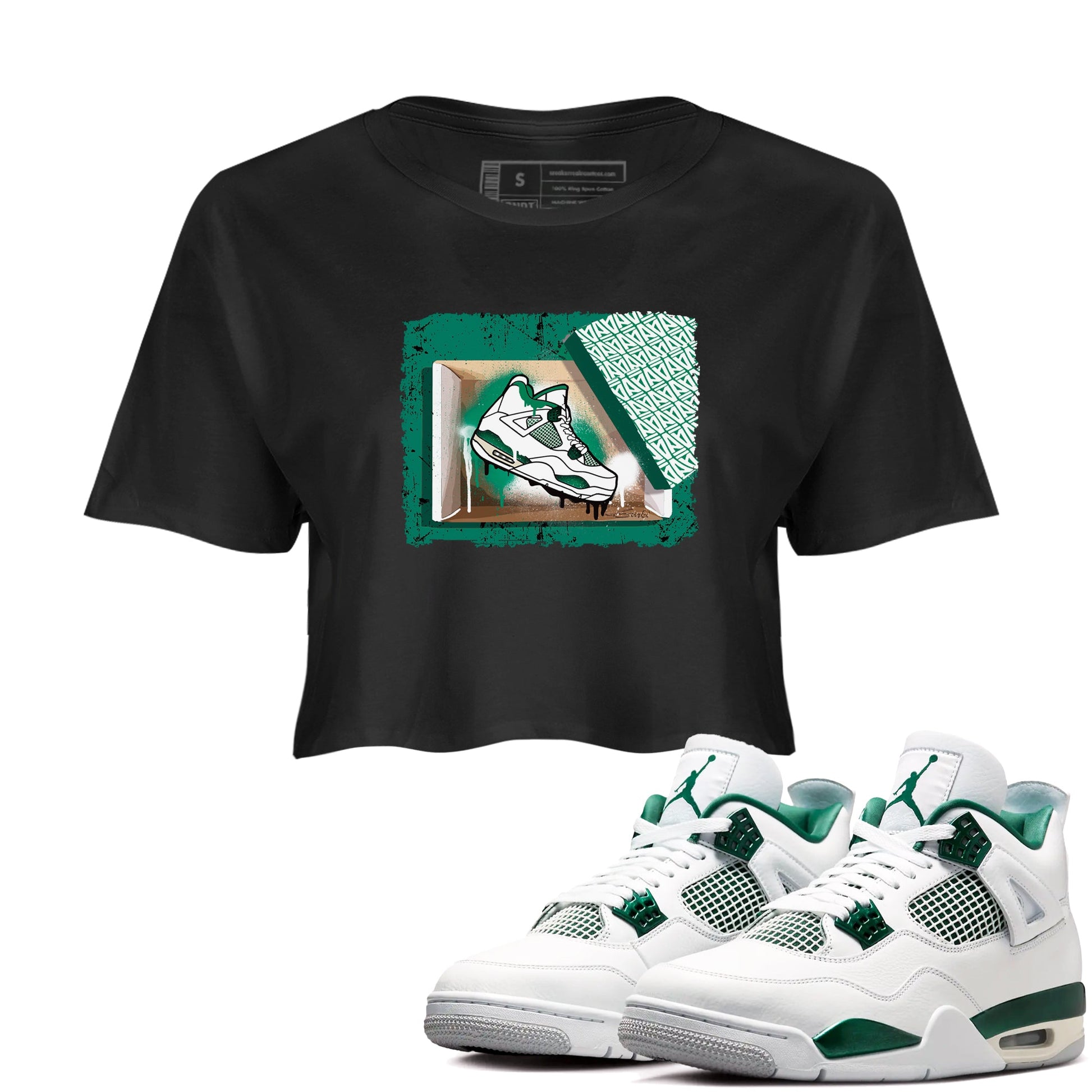 4s Oxidized Green shirts to match jordans New Kicks sneaker match tees Air Jordan 4 Oxidized Green SNRT Sneaker Tees streetwear brand Black 1 crop tee