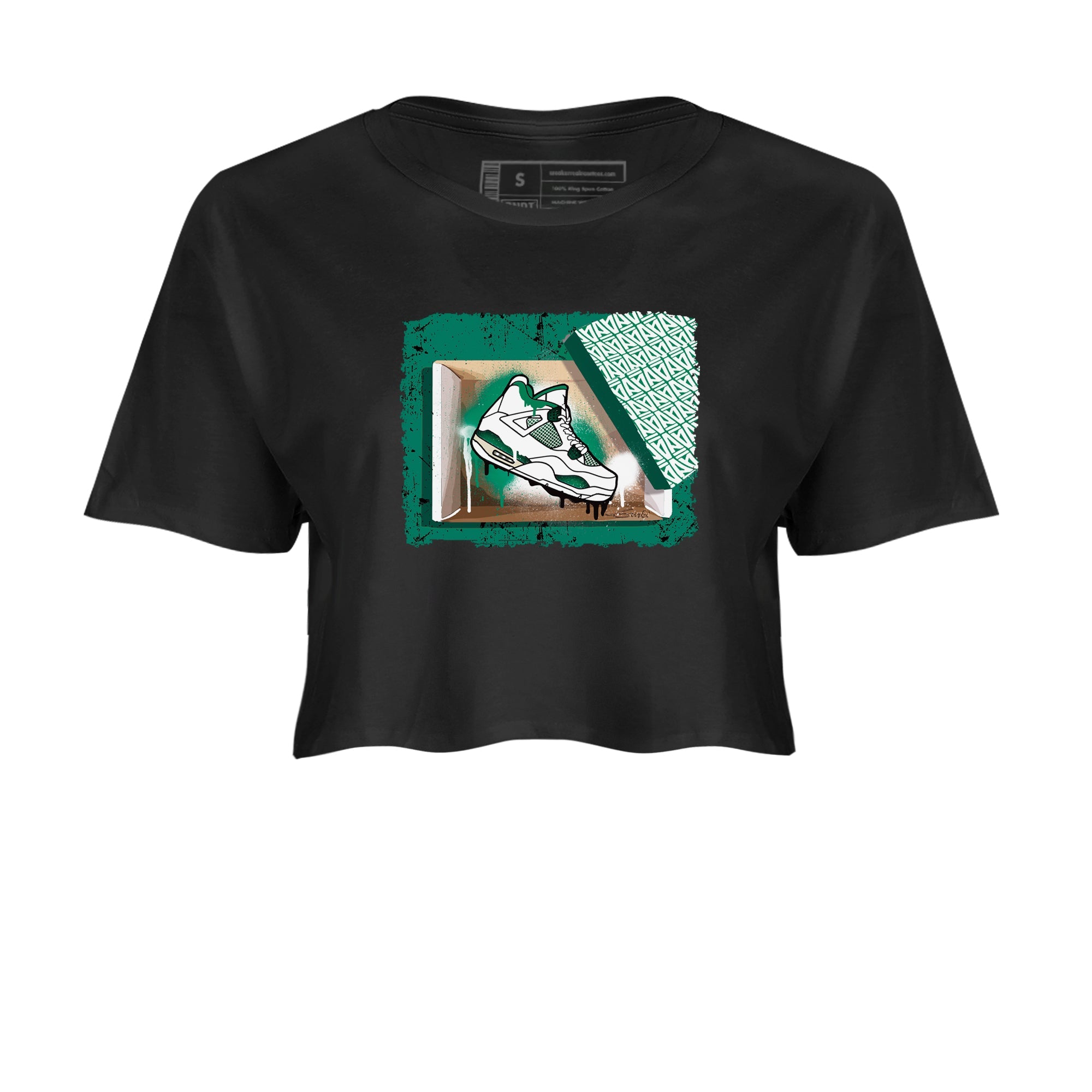 4s Oxidized Green shirts to match jordans New Kicks sneaker match tees Air Jordan 4 Oxidized Green SNRT Sneaker Tees streetwear brand Black 2 crop tee