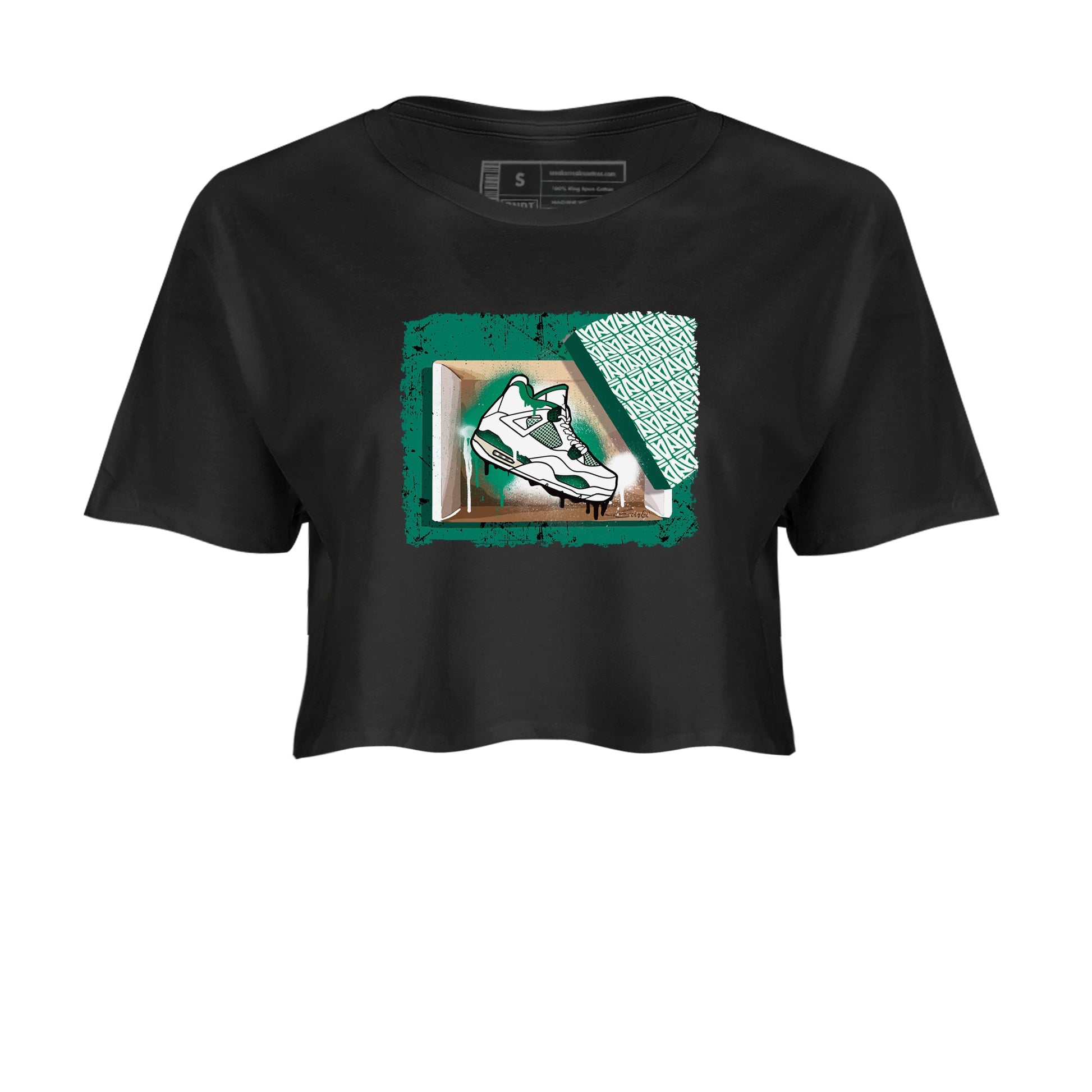 4s Oxidized Green shirts to match jordans New Kicks sneaker match tees Air Jordan 4 Oxidized Green SNRT Sneaker Tees streetwear brand Black 2 crop tee