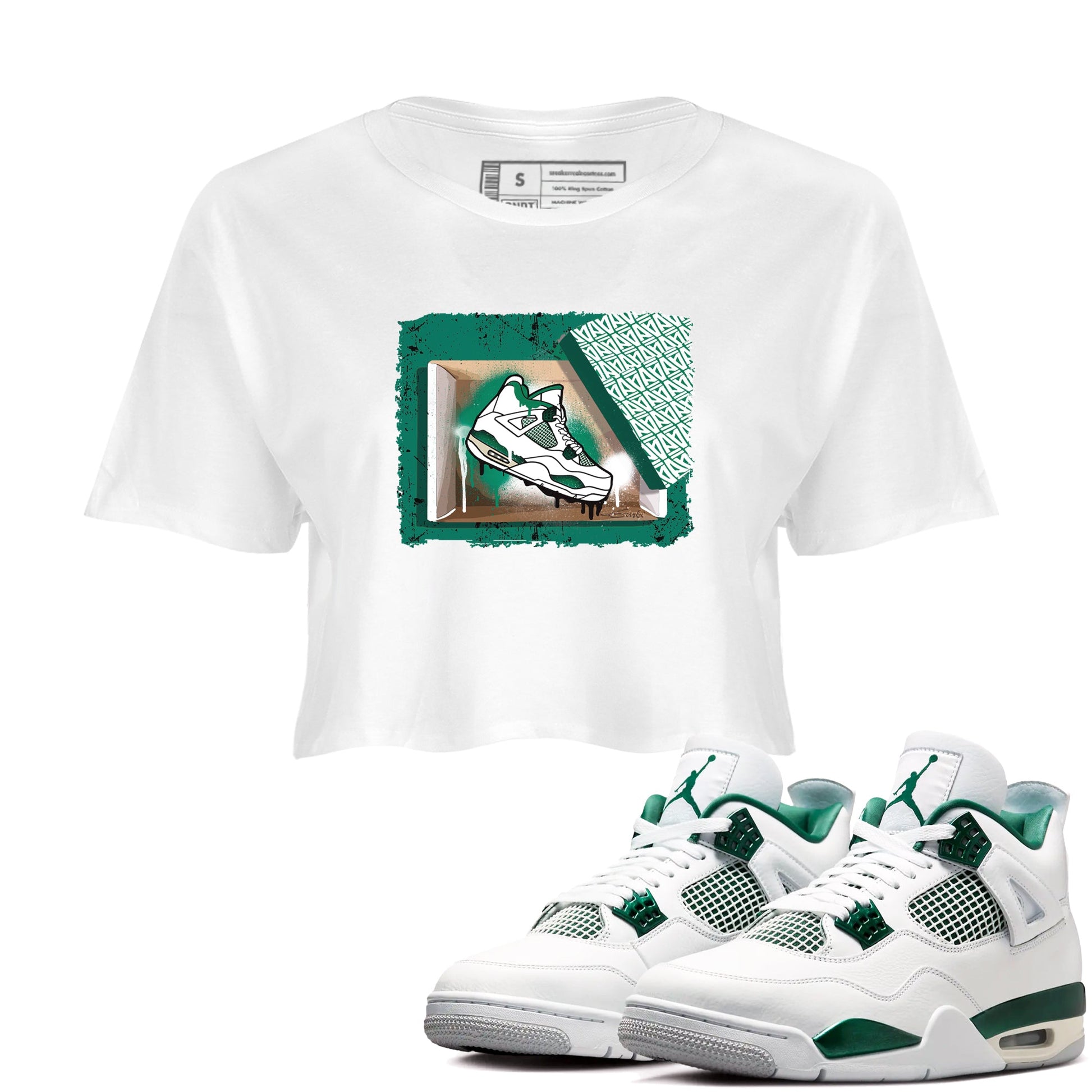 4s Oxidized Green shirts to match jordans New Kicks sneaker match tees Air Jordan 4 Oxidized Green SNRT Sneaker Tees streetwear brand White 1 crop tee