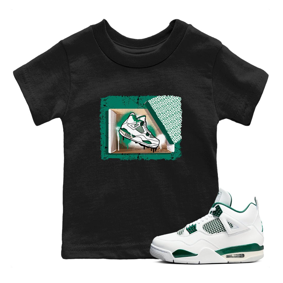 4s Oxidized Green shirts to match jordans New Kicks sneaker match tees Air Jordan 4 Oxidized Green SNRT Sneaker Tees streetwear brand Baby and Youth Black 1 cotton tee