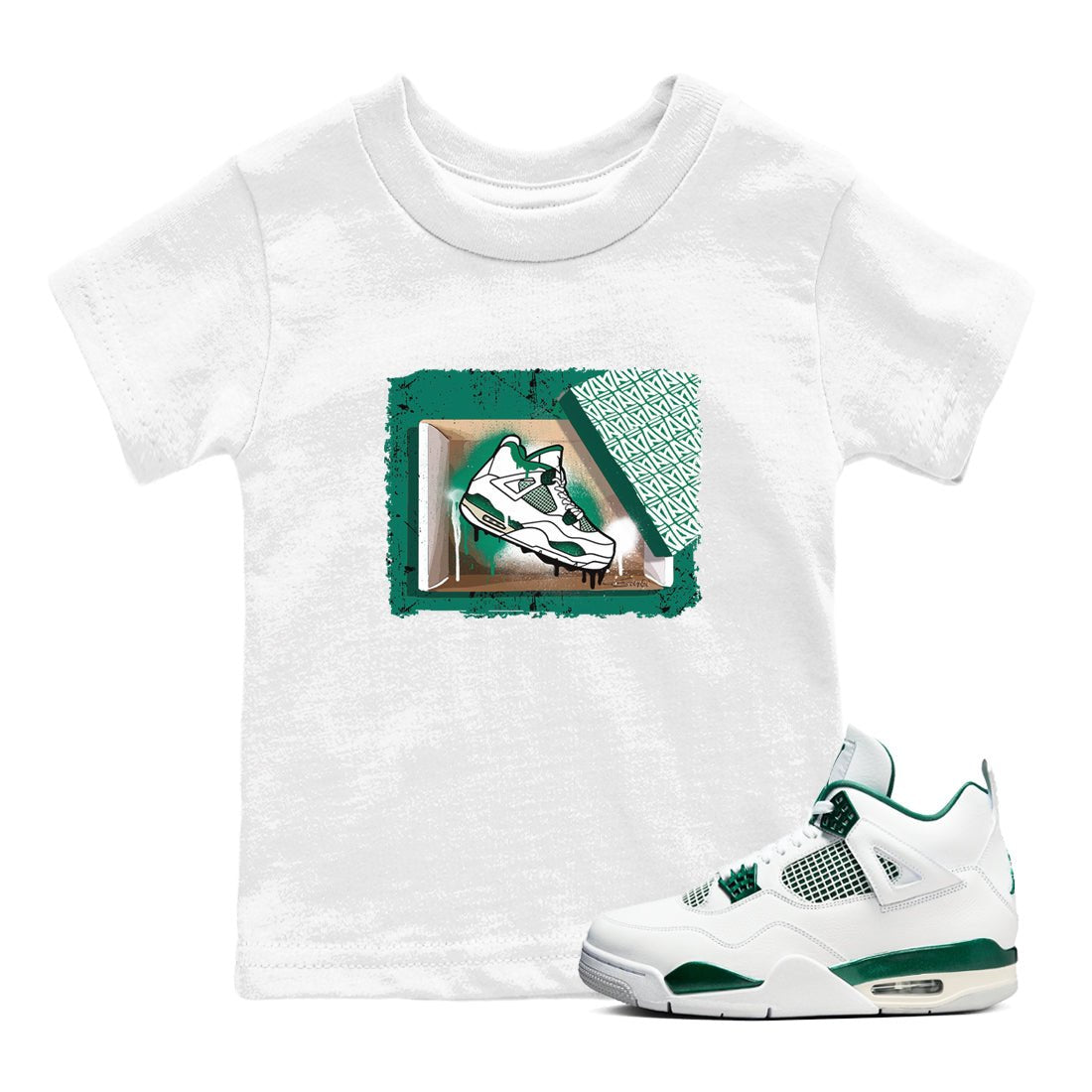 4s Oxidized Green shirts to match jordans New Kicks sneaker match tees Air Jordan 4 Oxidized Green SNRT Sneaker Tees streetwear brand Baby and Youth White 1 cotton tee