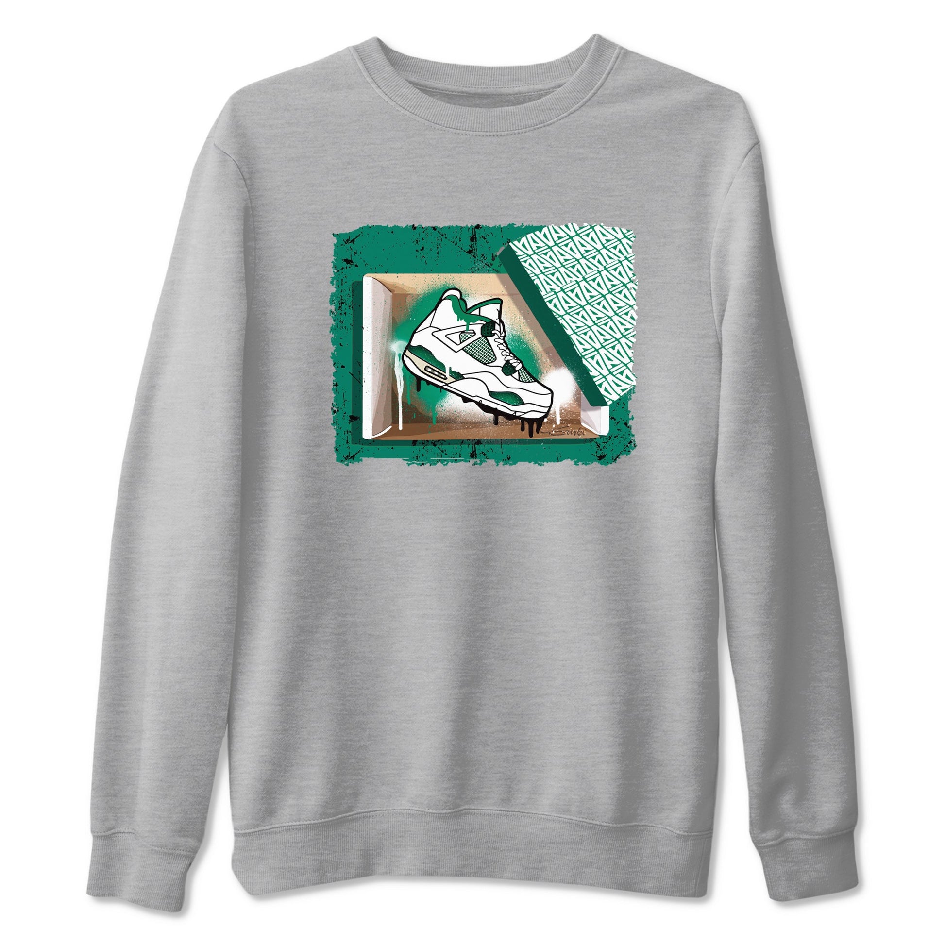 4s Oxidized Green shirts to match jordans New Kicks sneaker match tees Air Jordan 4 Oxidized Green SNRT Sneaker Tees streetwear brand Heather Grey 2 unisex cotton tee