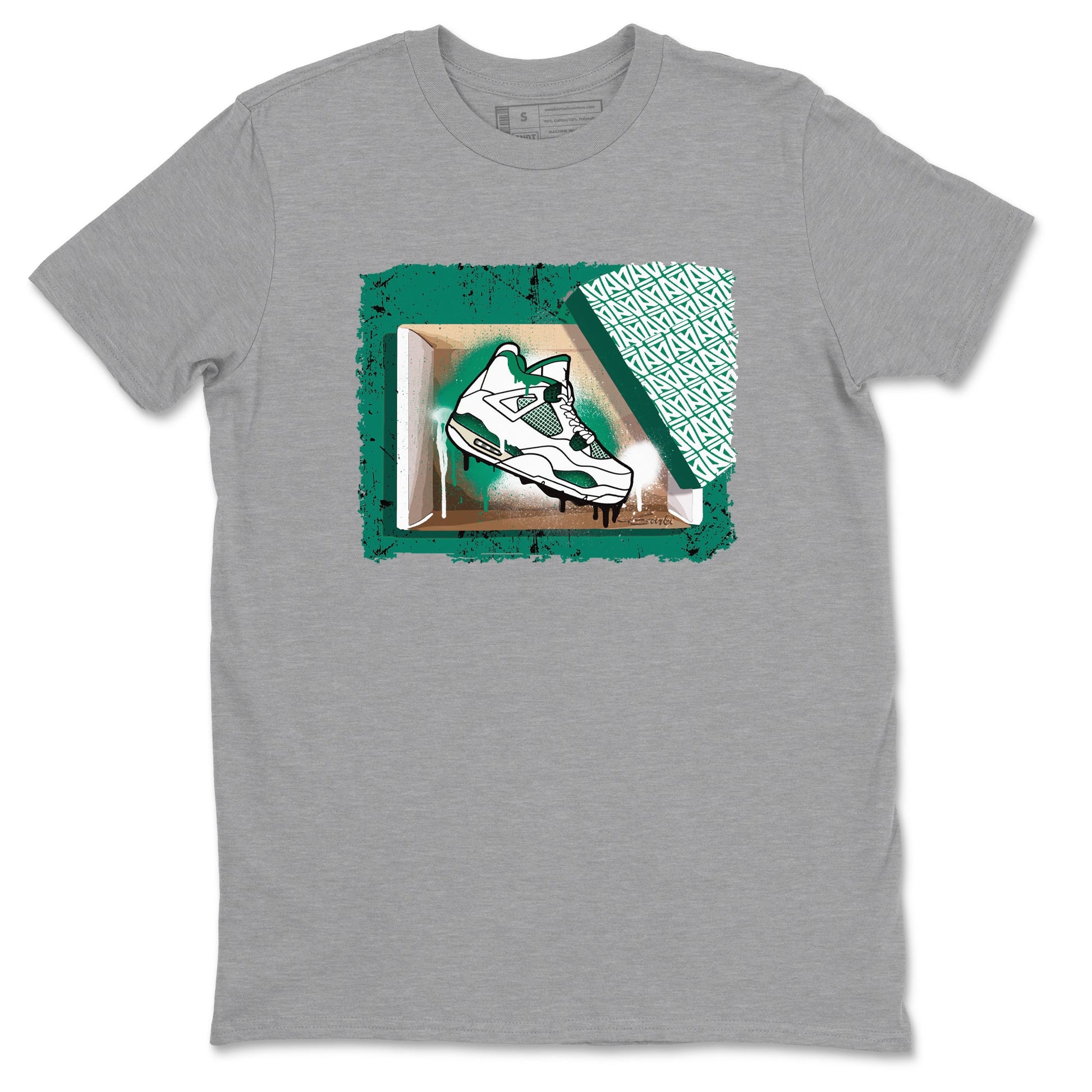 4s Oxidized Green shirts to match jordans New Kicks sneaker match tees Air Jordan 4 Oxidized Green SNRT Sneaker Tees streetwear brand Heather Grey 2 unisex cotton tee