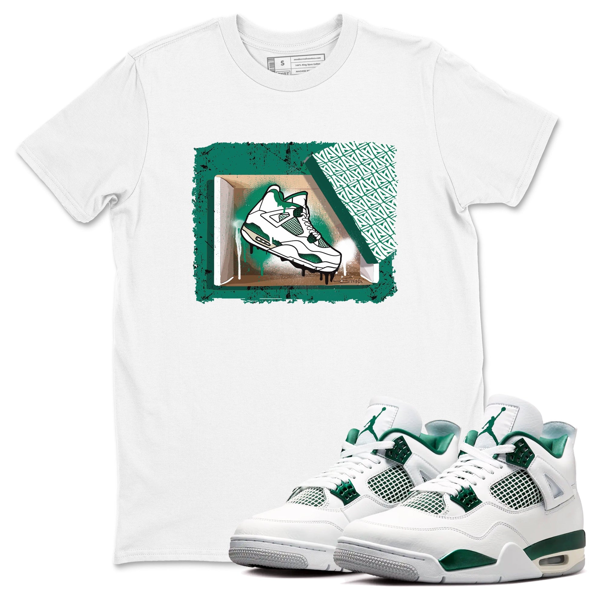 4s Oxidized Green shirts to match jordans New Kicks sneaker match tees Air Jordan 4 Oxidized Green SNRT Sneaker Tees streetwear brand White 1 unisex cotton tee