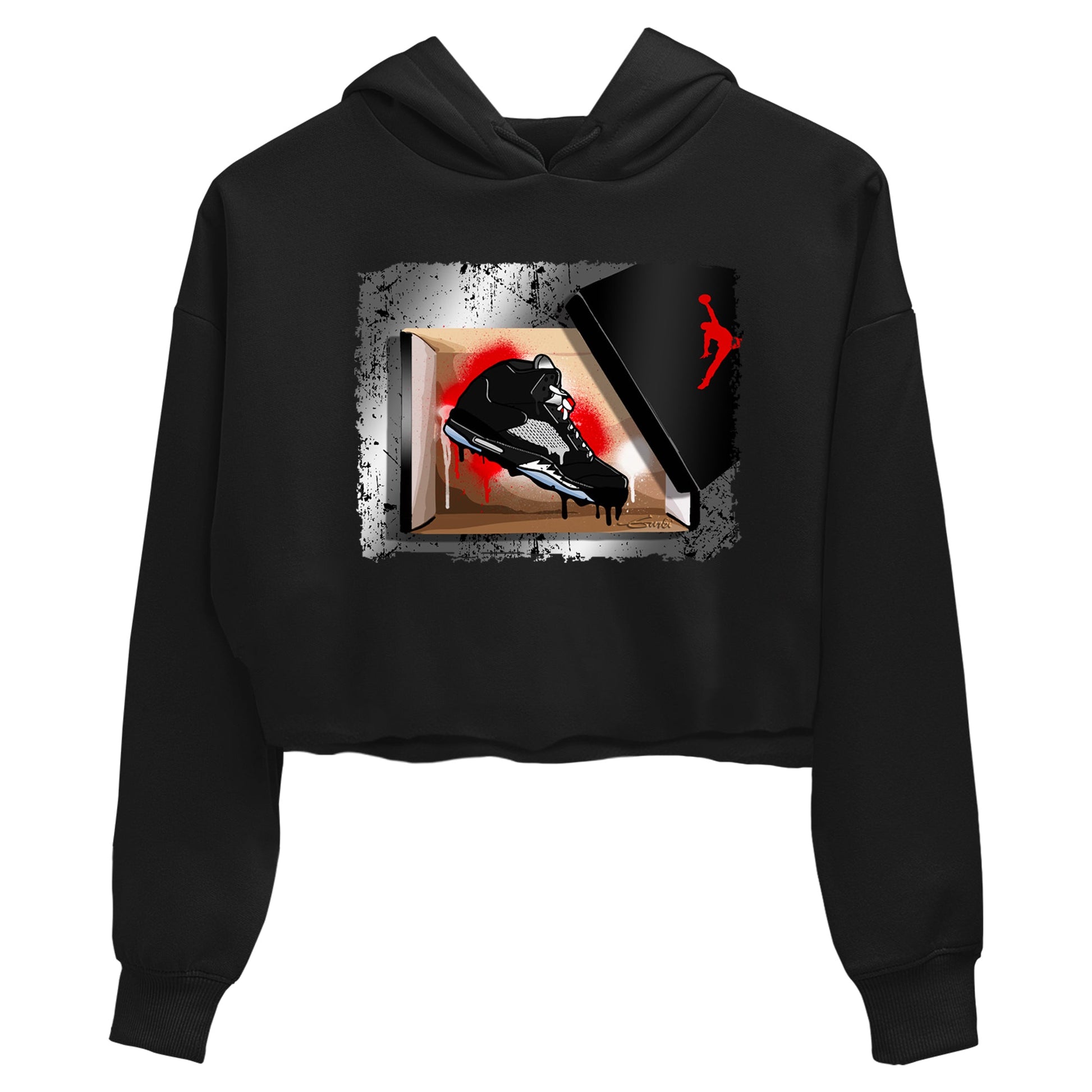 AJ5 Reimagined shirts to match jordans New Kicks best t shirts to wear with jordans Air Jordan 5 Retro OG Reimagined match shoes to clothes SNRT Sneaker Tees unisex cotton Black 2 crop tee