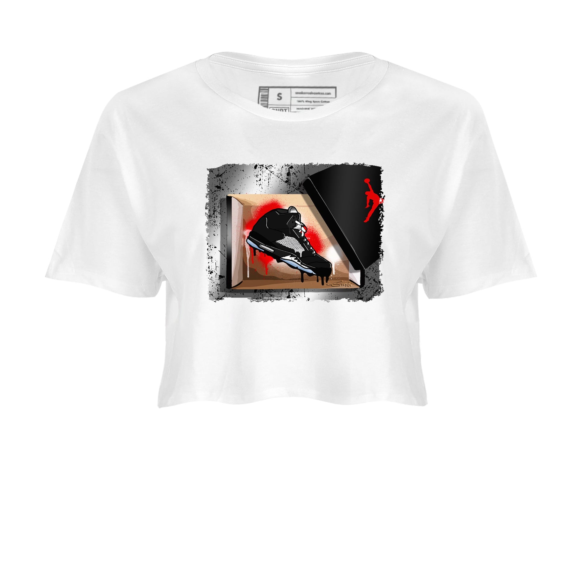 AJ5 Reimagined shirts to match jordans New Kicks best t shirts to wear with jordans Air Jordan 5 Retro OG Reimagined match shoes to clothes SNRT Sneaker Tees unisex cotton White 2 crop tee