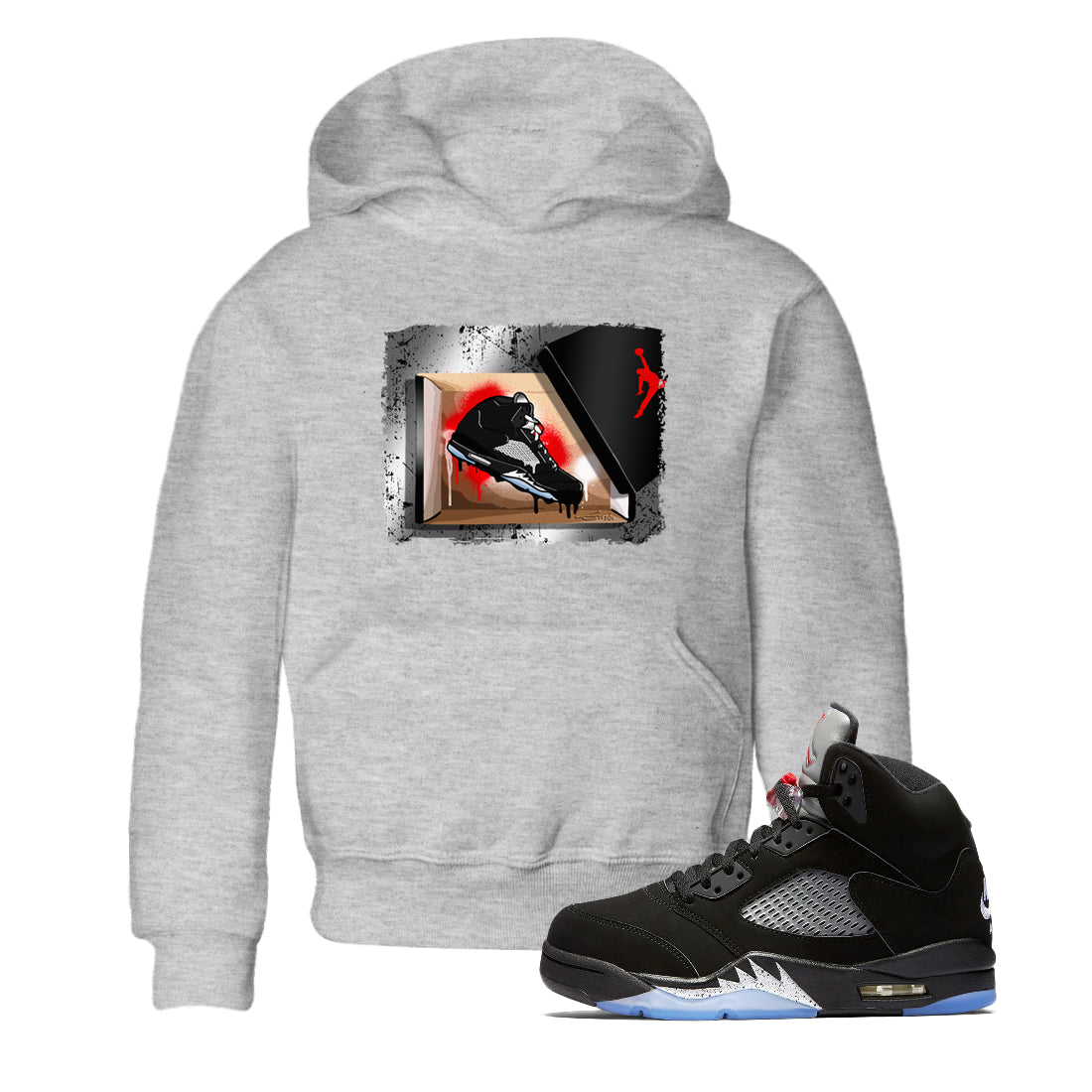 AJ5 Reimagined shirts to match jordans New Kicks best t shirts to wear with jordans Air Jordan 5 Retro OG Reimagined match shoes to clothes SNRT Sneaker Tees Youth Baby Heather Grey 1 tee