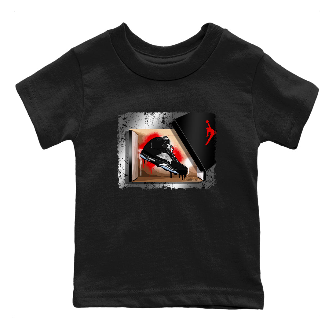 AJ5 Reimagined shirts to match jordans New Kicks best t shirts to wear with jordans Air Jordan 5 Retro OG Reimagined match shoes to clothes SNRT Sneaker Tees Youth Baby Black 2 tee