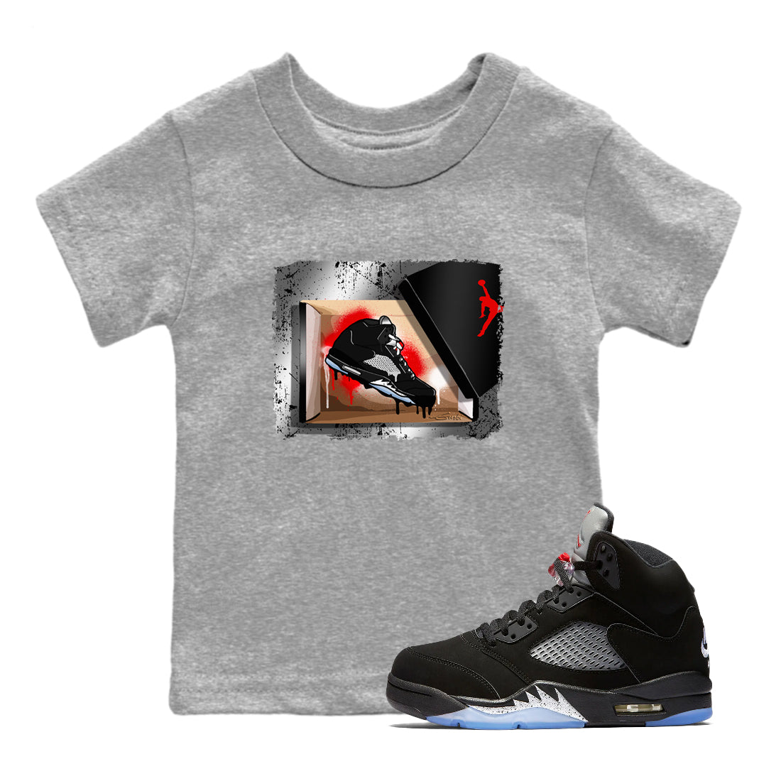 AJ5 Reimagined shirts to match jordans New Kicks best t shirts to wear with jordans Air Jordan 5 Retro OG Reimagined match shoes to clothes SNRT Sneaker Tees Youth Baby Heather Grey 1 tee
