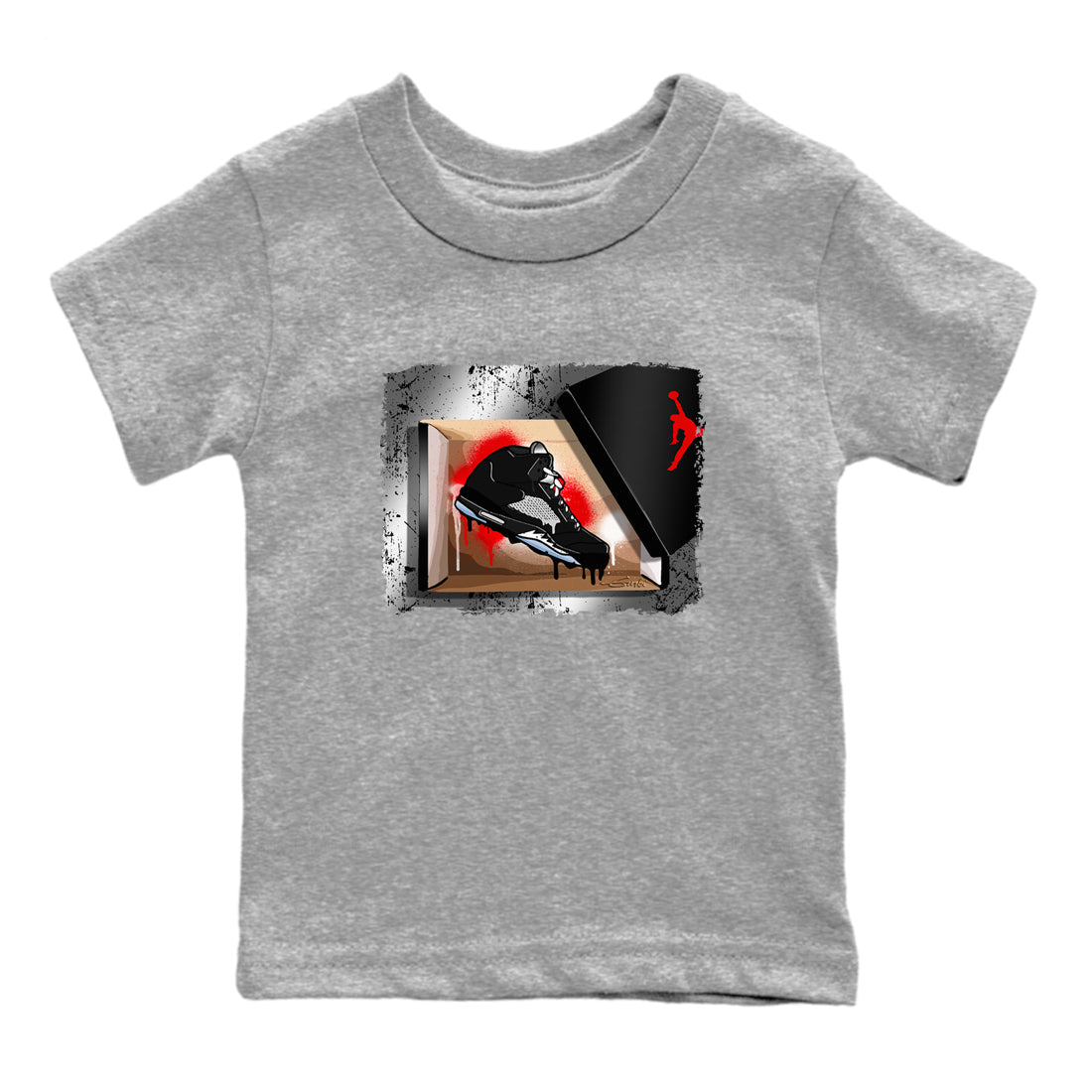AJ5 Reimagined shirts to match jordans New Kicks best t shirts to wear with jordans Air Jordan 5 Retro OG Reimagined match shoes to clothes SNRT Sneaker Tees Youth Baby Heather Grey 2 tee