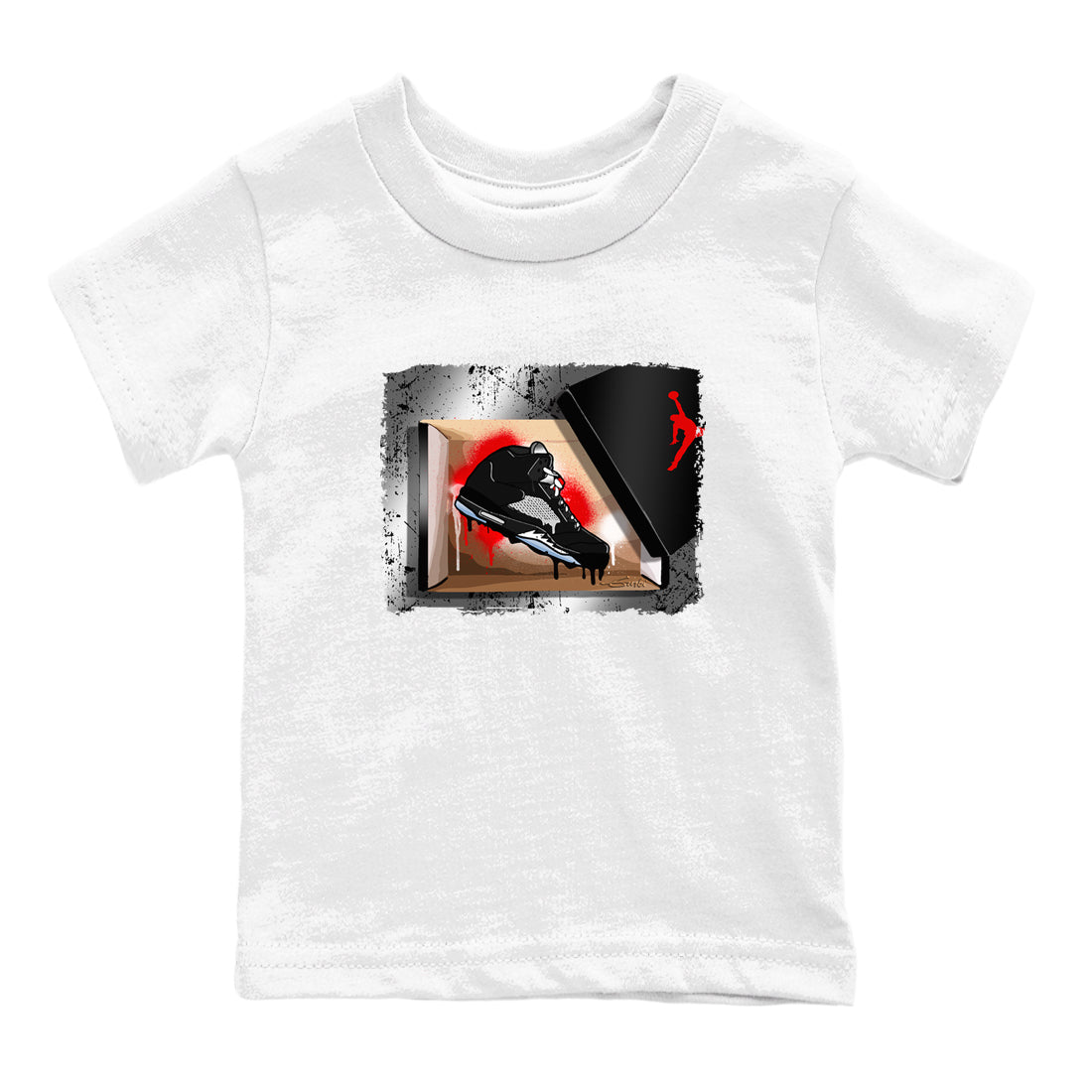AJ5 Reimagined shirts to match jordans New Kicks best t shirts to wear with jordans Air Jordan 5 Retro OG Reimagined match shoes to clothes SNRT Sneaker Tees Youth Baby White 2 tee
