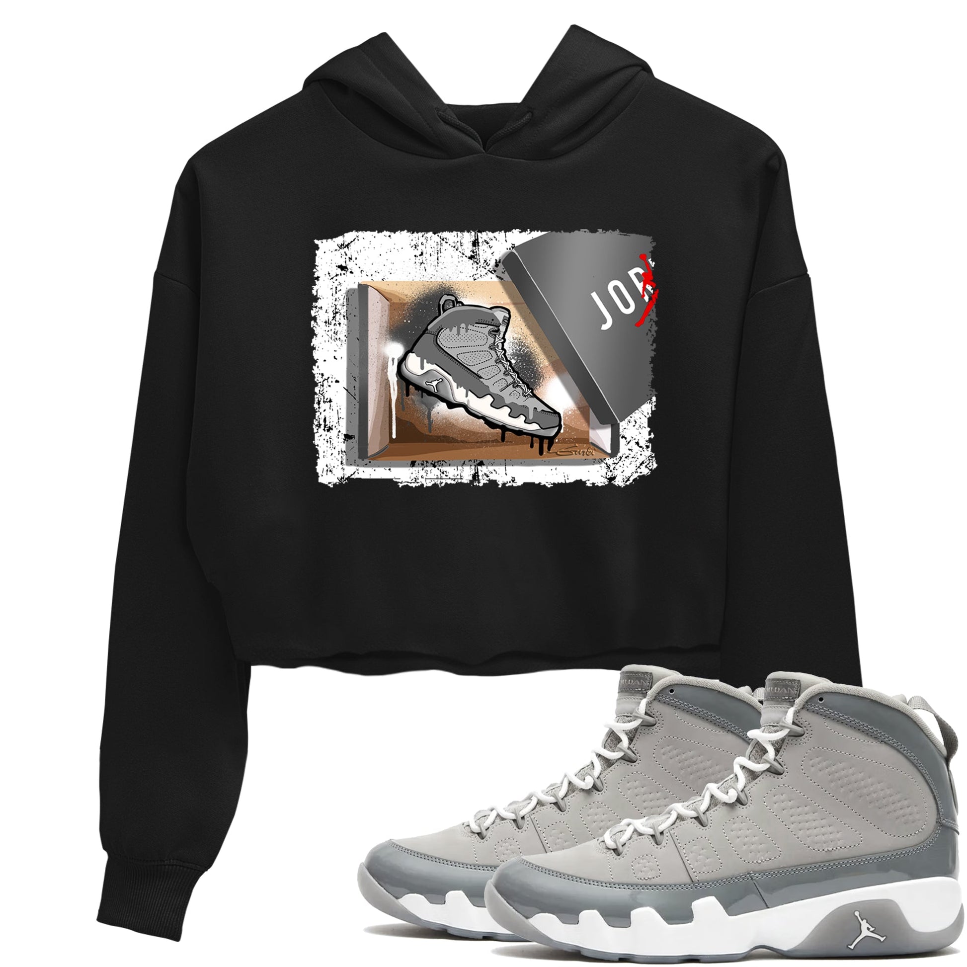AJ 9 Cool Grey shirts to match jordans New Kicks best t shirts to wear with jordans Air Jordan 9 Retro Cool Grey match shoes to clothes SNRT Sneaker Tees unisex cotton Black 1 crop tee