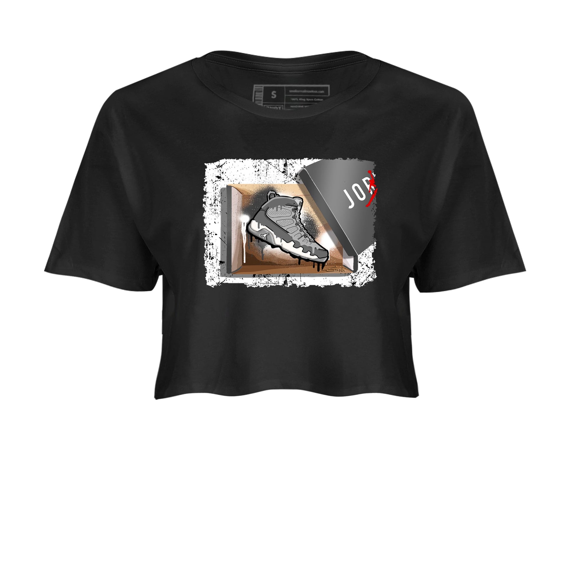 AJ 9 Cool Grey shirts to match jordans New Kicks best t shirts to wear with jordans Air Jordan 9 Retro Cool Grey match shoes to clothes SNRT Sneaker Tees unisex cotton Black 2 crop tee