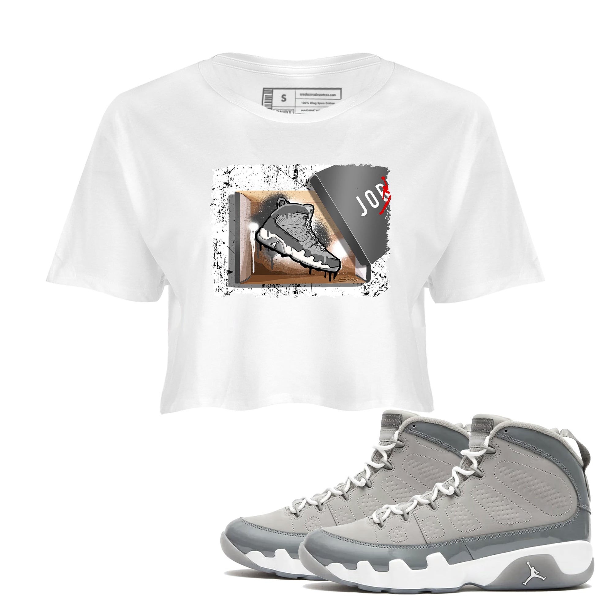 AJ 9 Cool Grey shirts to match jordans New Kicks best t shirts to wear with jordans Air Jordan 9 Retro Cool Grey match shoes to clothes SNRT Sneaker Tees unisex cotton White 1 crop tee