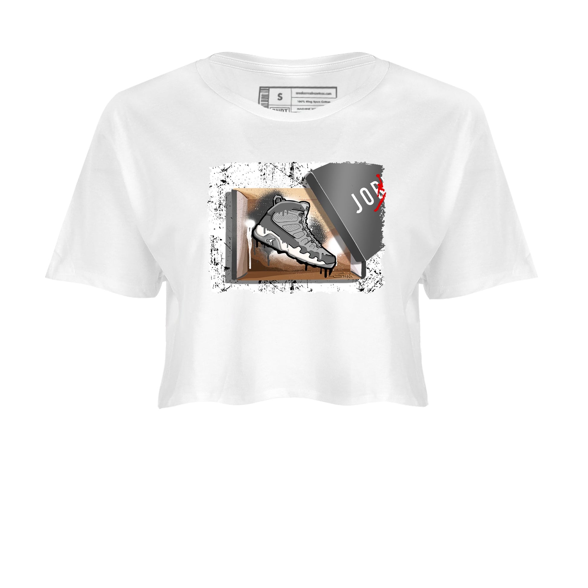 AJ 9 Cool Grey shirts to match jordans New Kicks best t shirts to wear with jordans Air Jordan 9 Retro Cool Grey match shoes to clothes SNRT Sneaker Tees unisex cotton White 2 crop tee