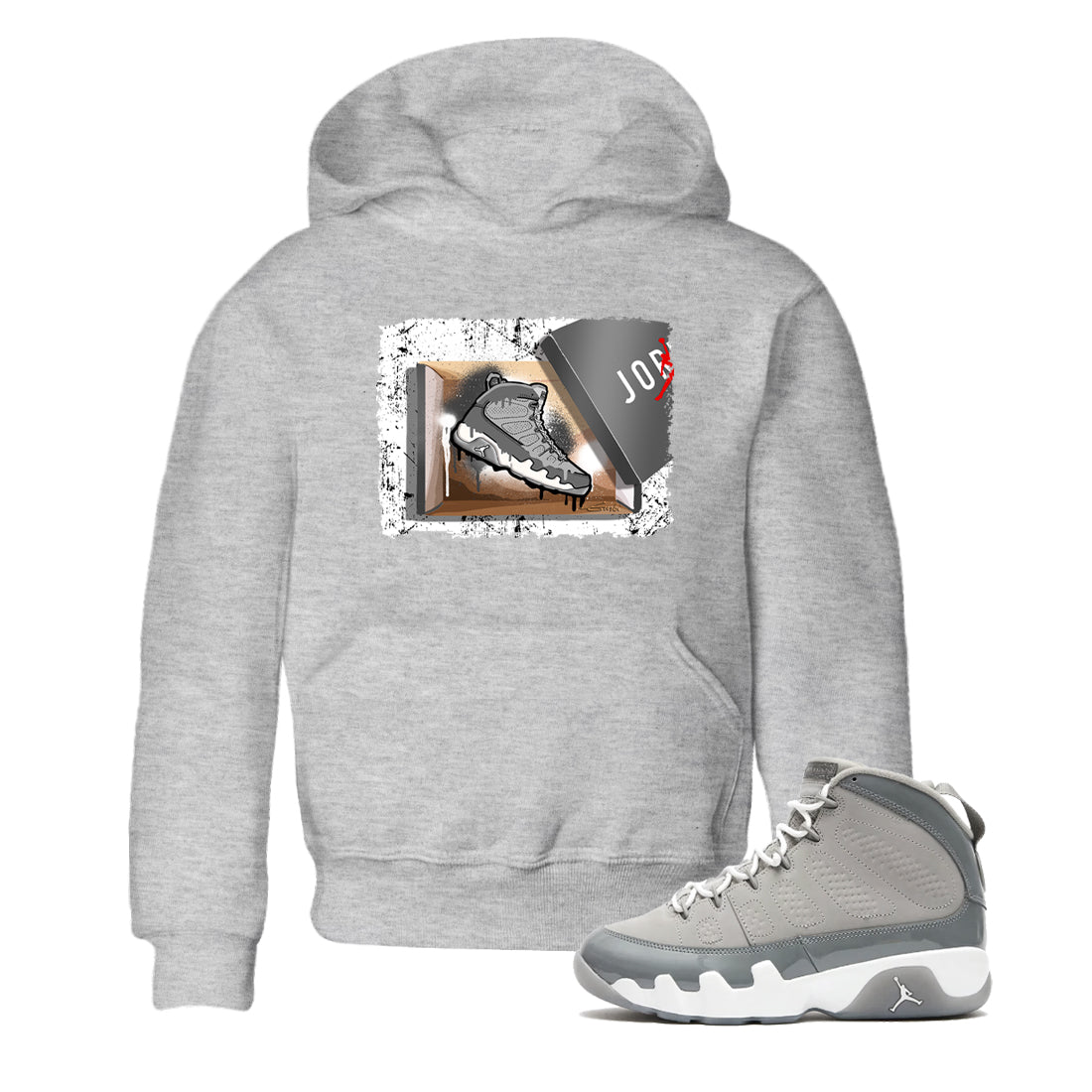 AJ 9 Cool Grey shirts to match jordans New Kicks best t shirts to wear with jordans Air Jordan 9 Retro Cool Grey match shoes to clothes SNRT Sneaker Tees Youth Baby Heather Grey 1 tee