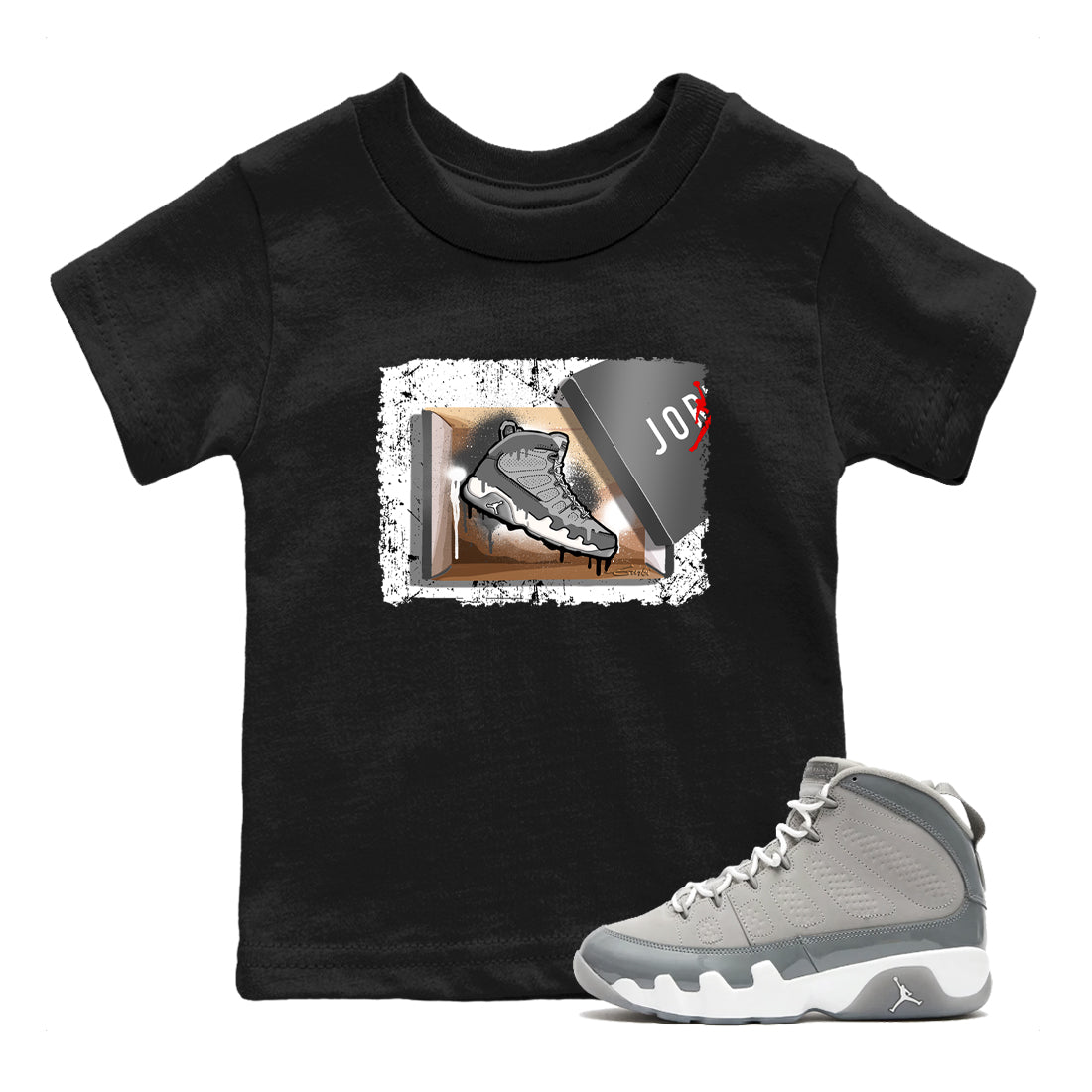 AJ 9 Cool Grey shirts to match jordans New Kicks best t shirts to wear with jordans Air Jordan 9 Retro Cool Grey match shoes to clothes SNRT Sneaker Tees Youth Baby Black 1 tee